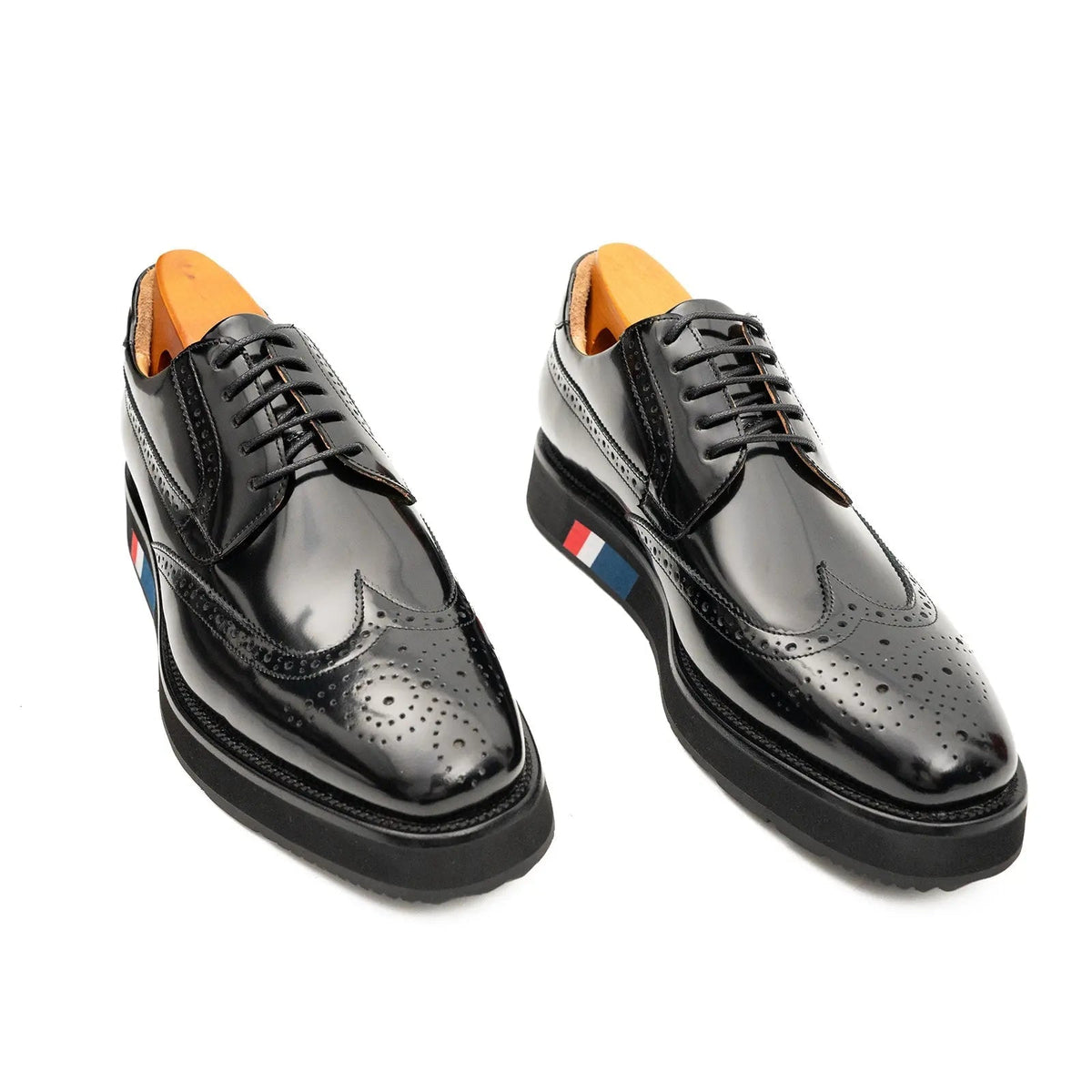 Black Wingtip Calf Leather Derby Shoes
