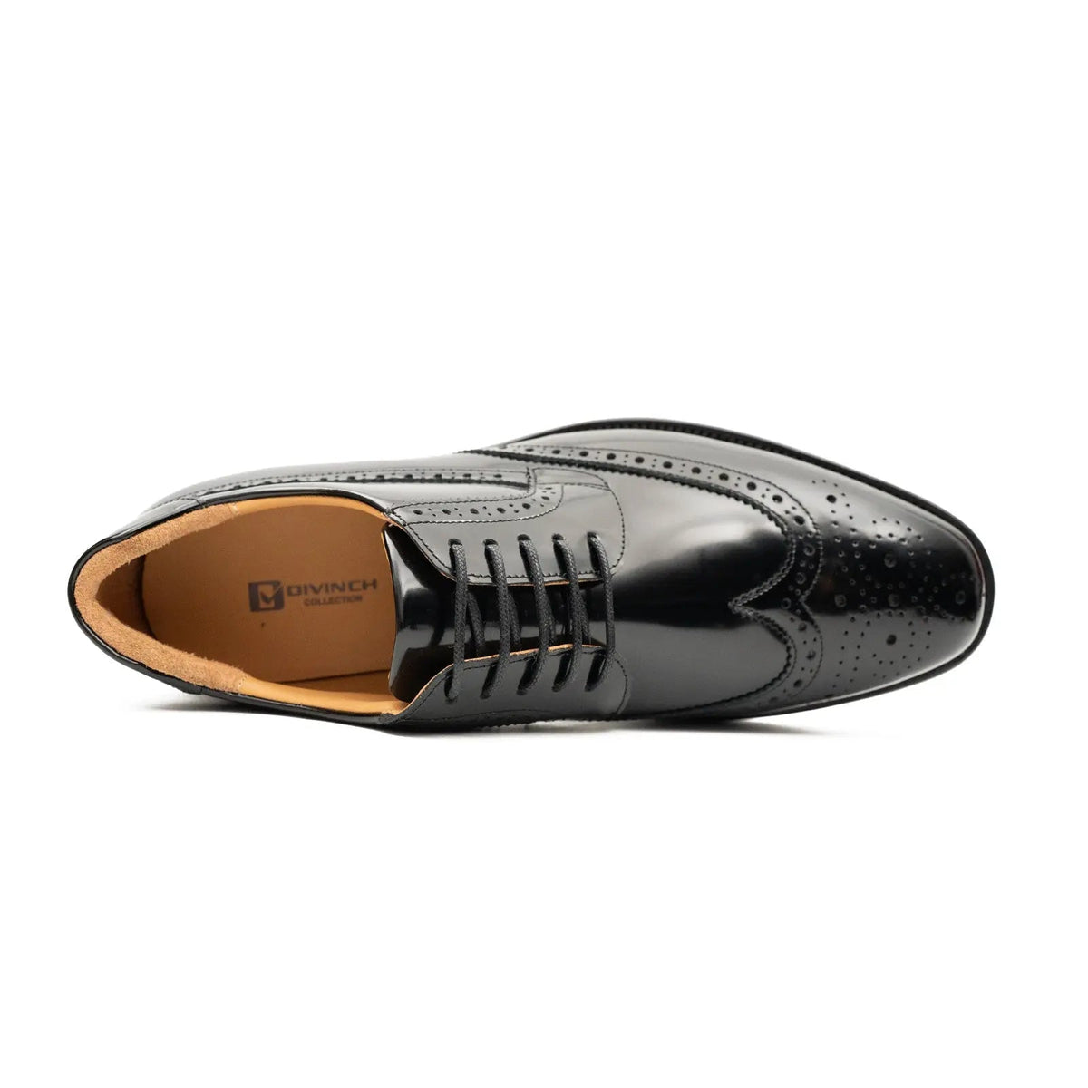 Black Wingtip Calf Leather Derby Shoes