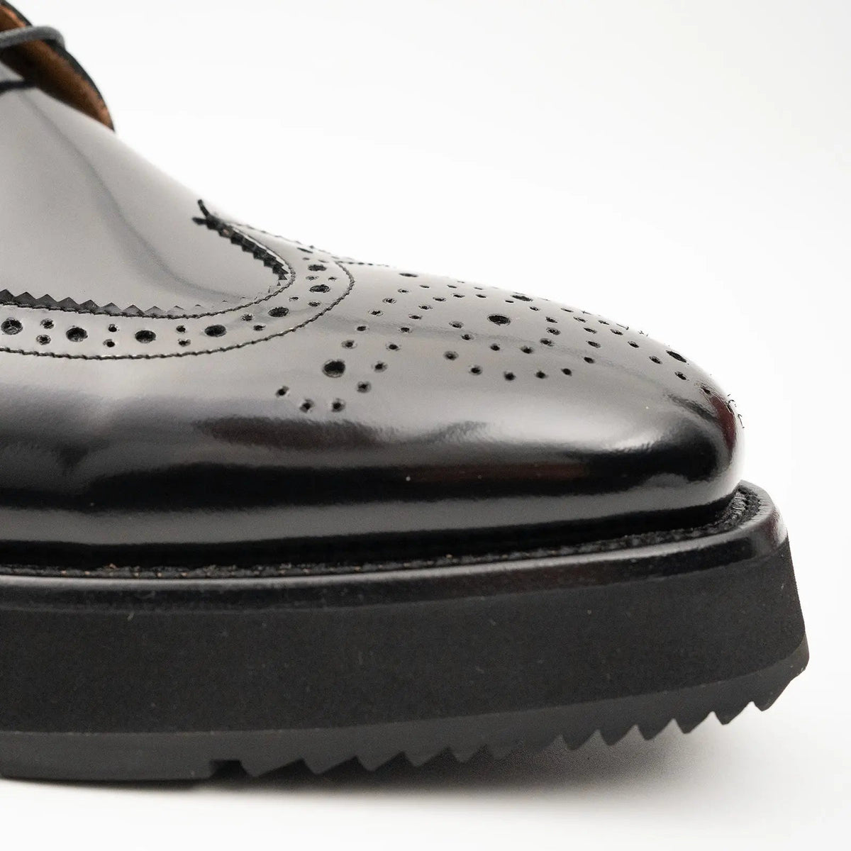 Black Wingtip Calf Leather Derby Shoes