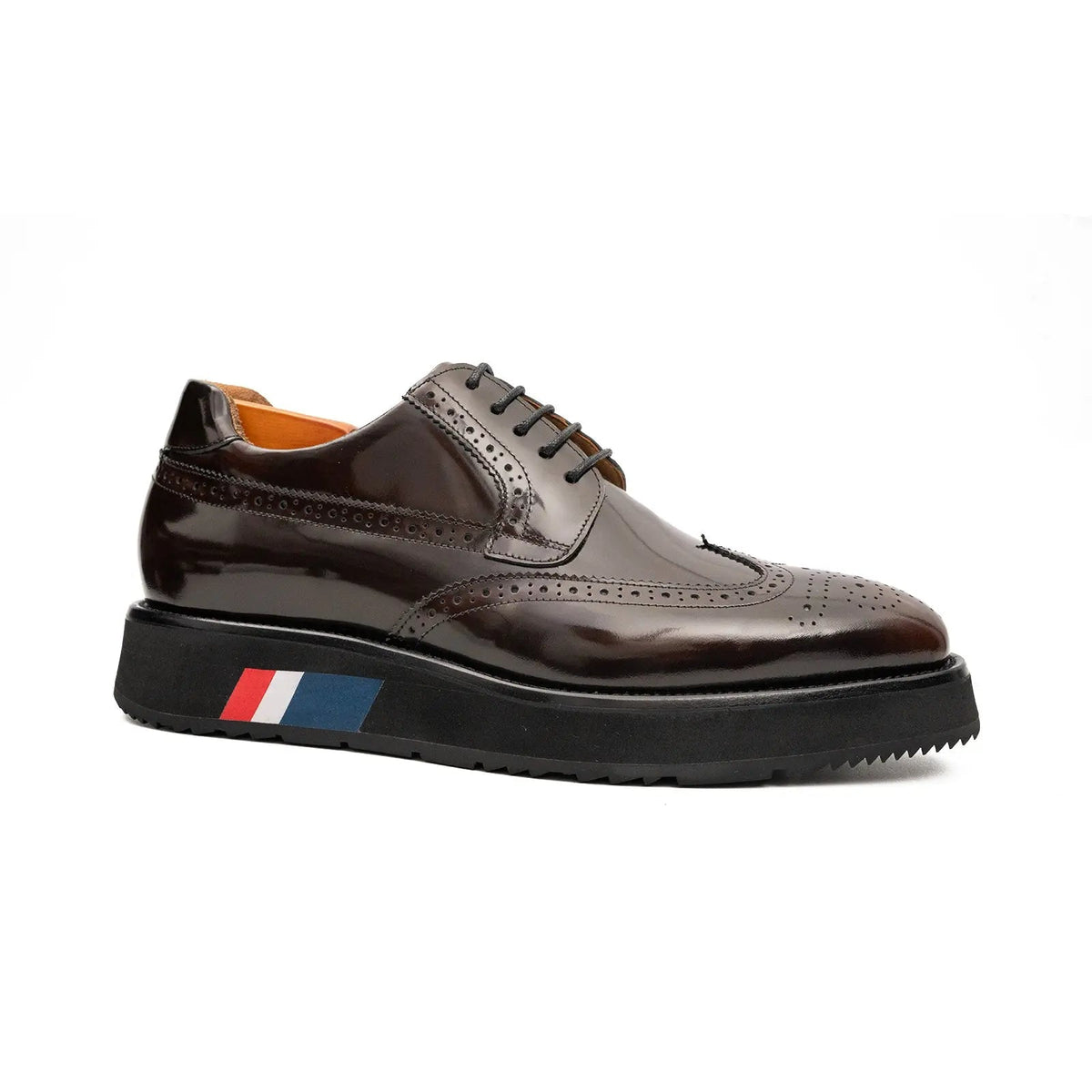 Dark Brown Wingtip Calf Leather Derby Shoes