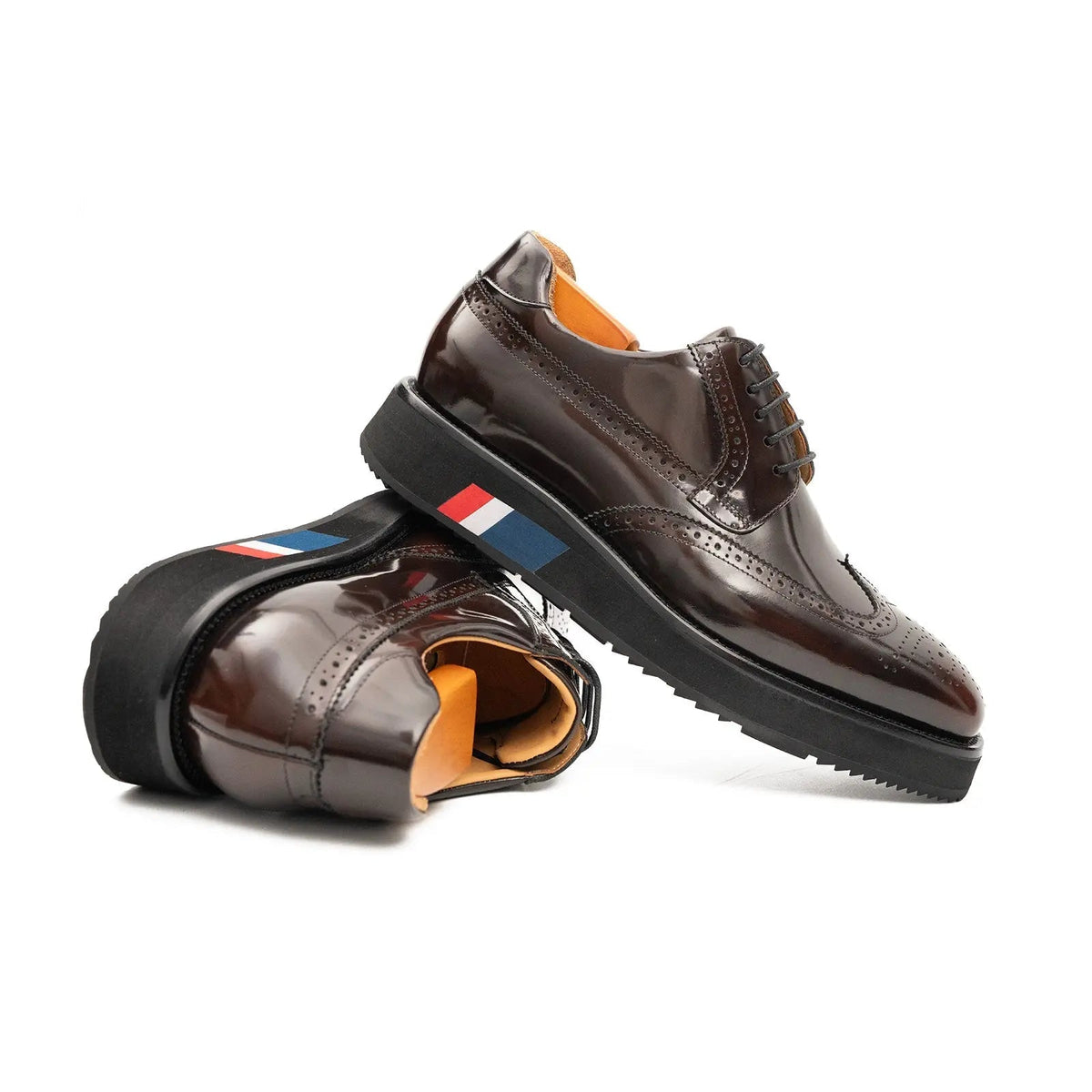 Dark Brown Wingtip Calf Leather Derby Shoes