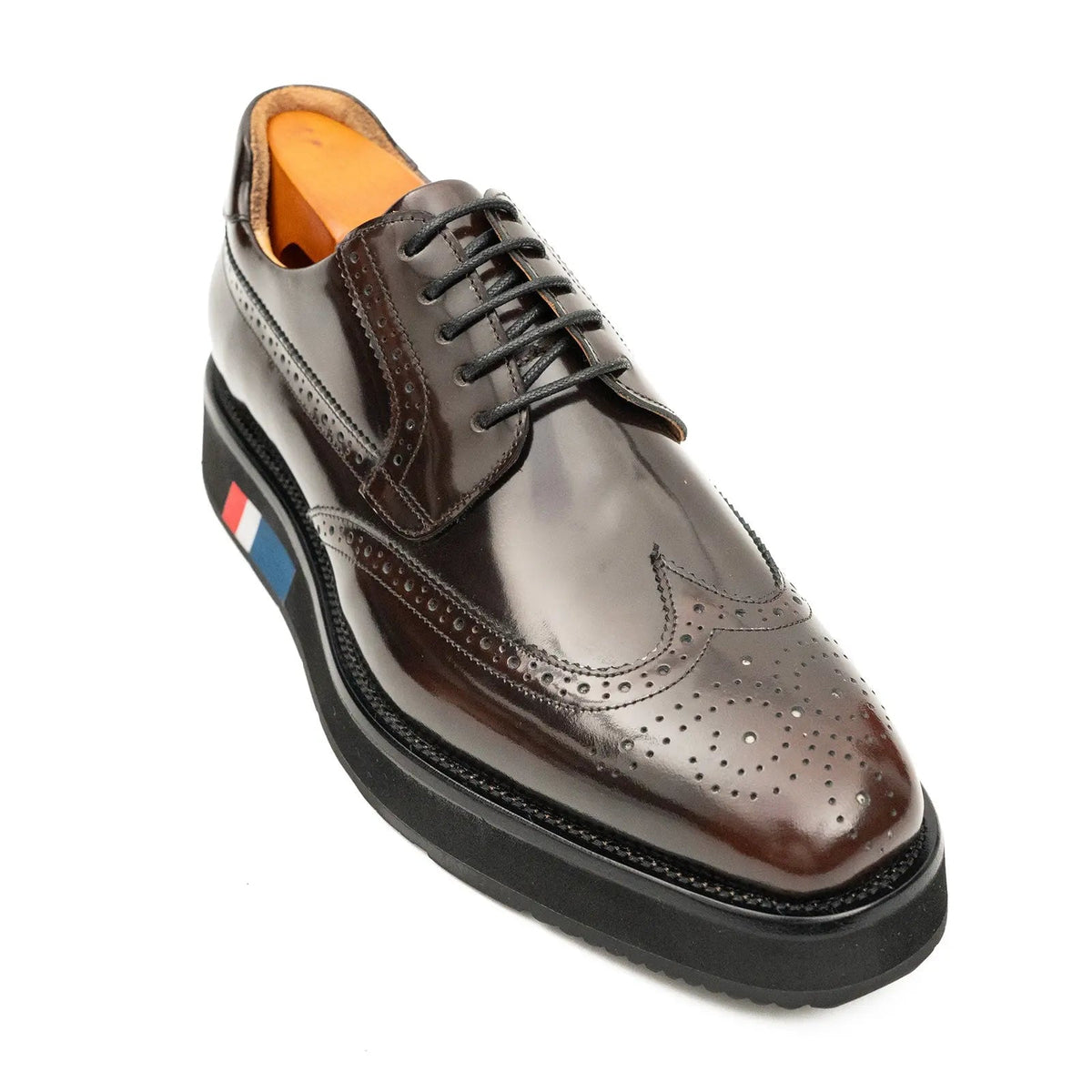 Dark Brown Wingtip Calf Leather Derby Shoes