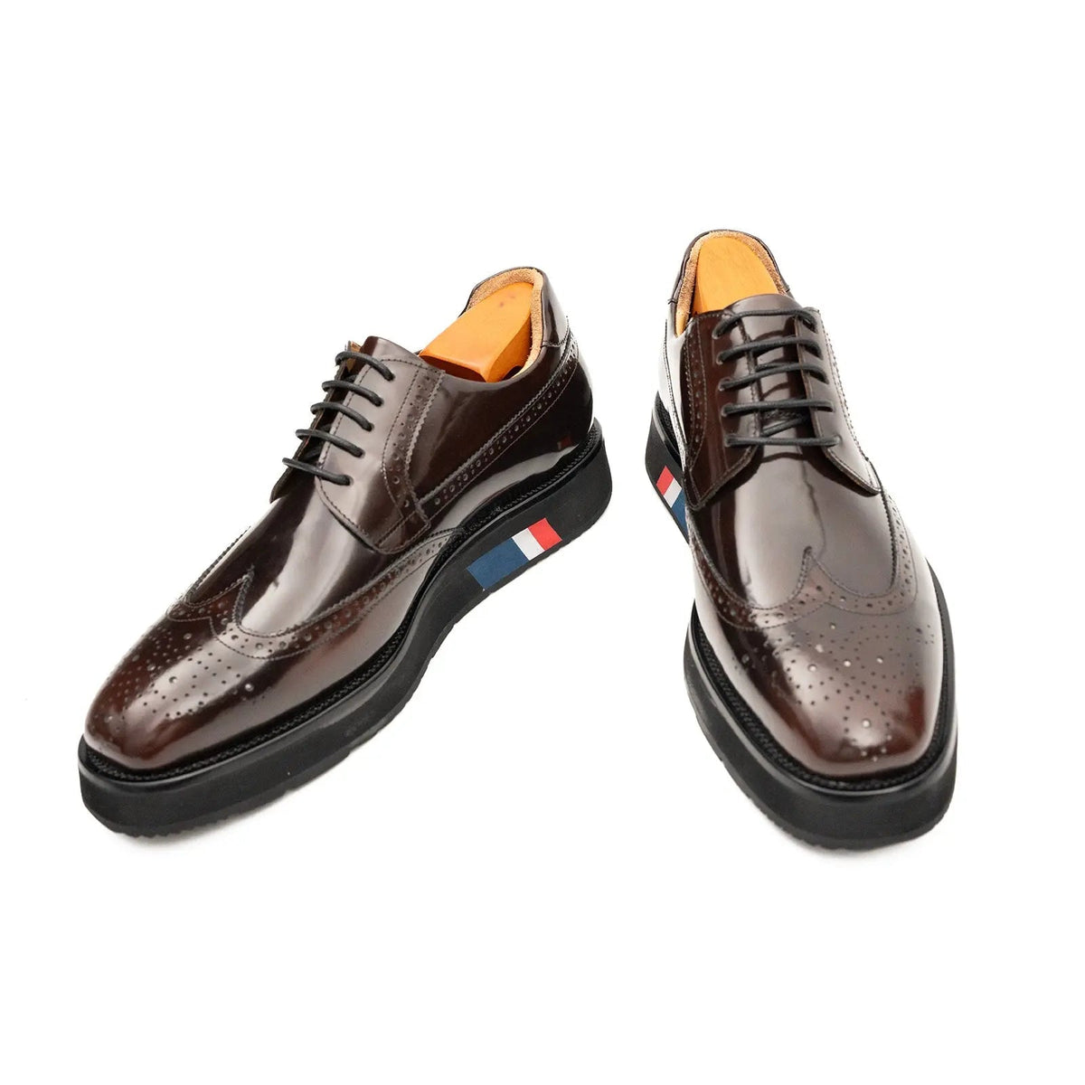 Dark Brown Wingtip Calf Leather Derby Shoes