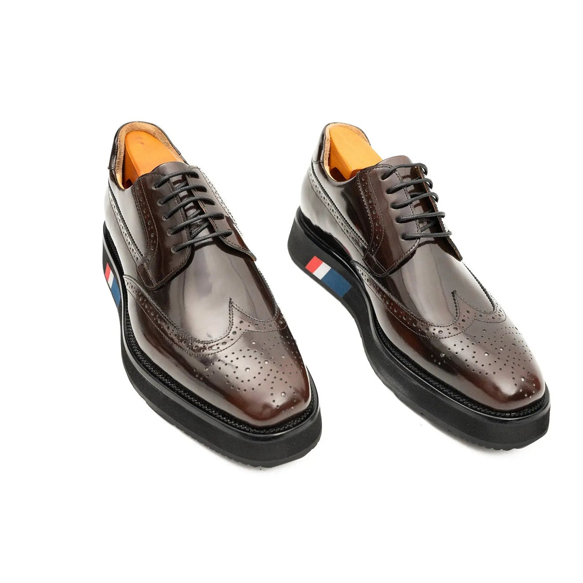 Dark Brown Wingtip Calf Leather Derby Shoes