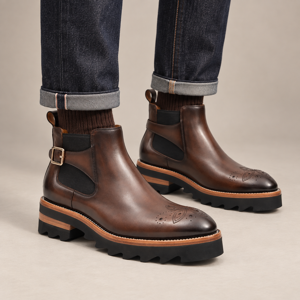 Brown Calf Leather Chelsea Boots