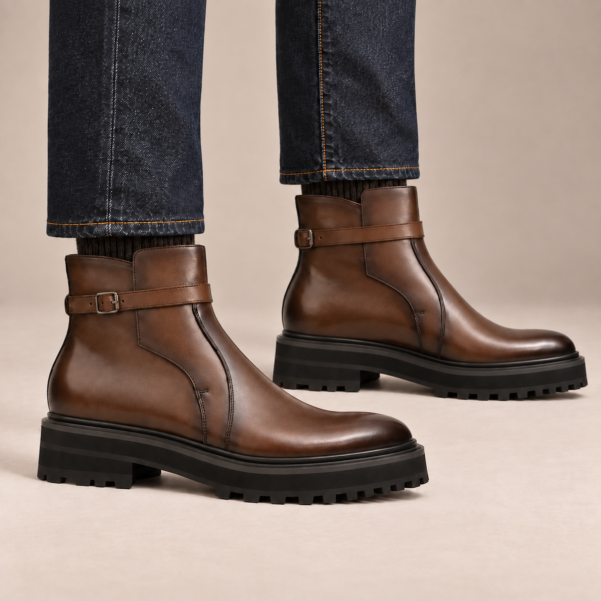 Brown Calf Leather Chelsea Boots