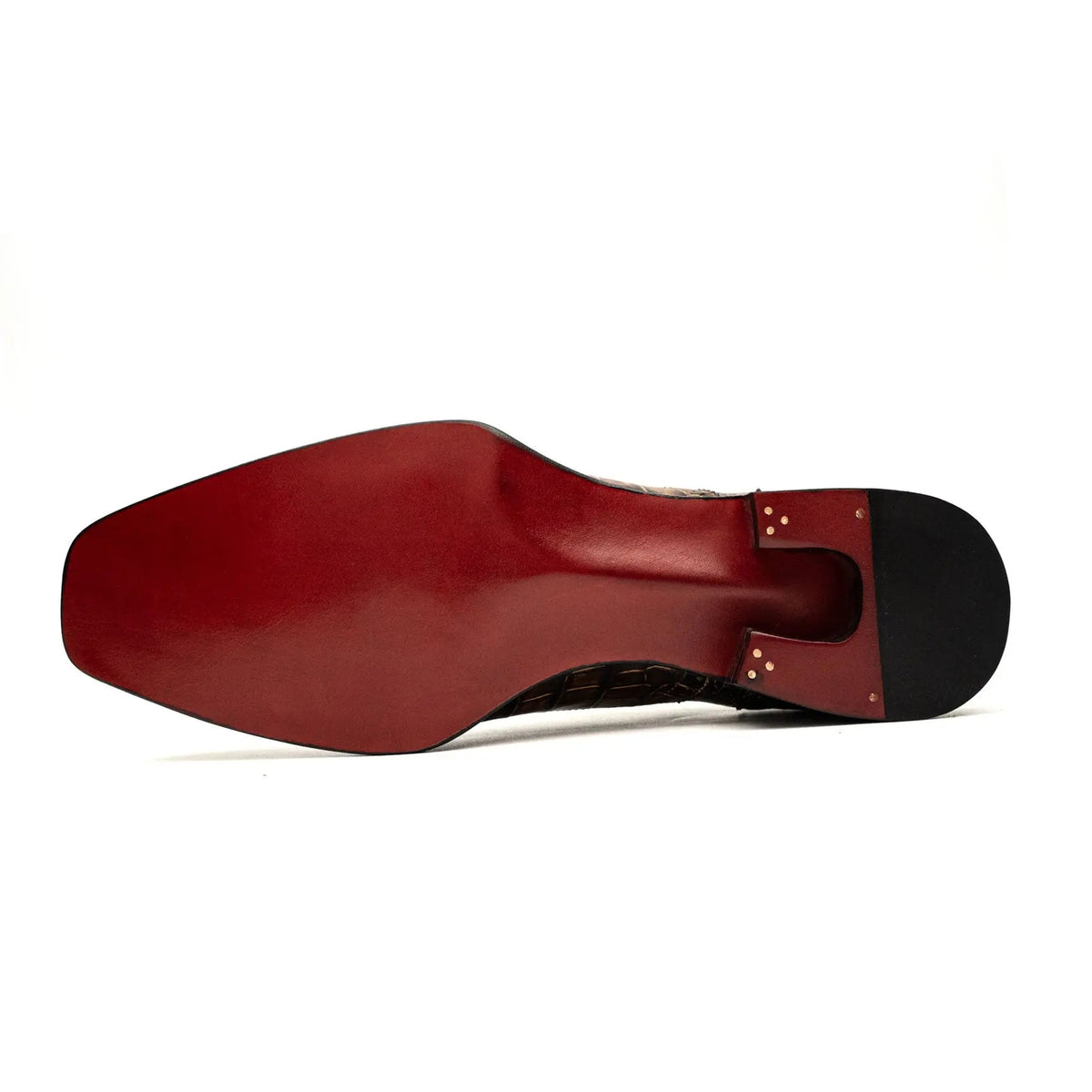 Brown Square-Toe Crocodile Leather Oxford Shoes