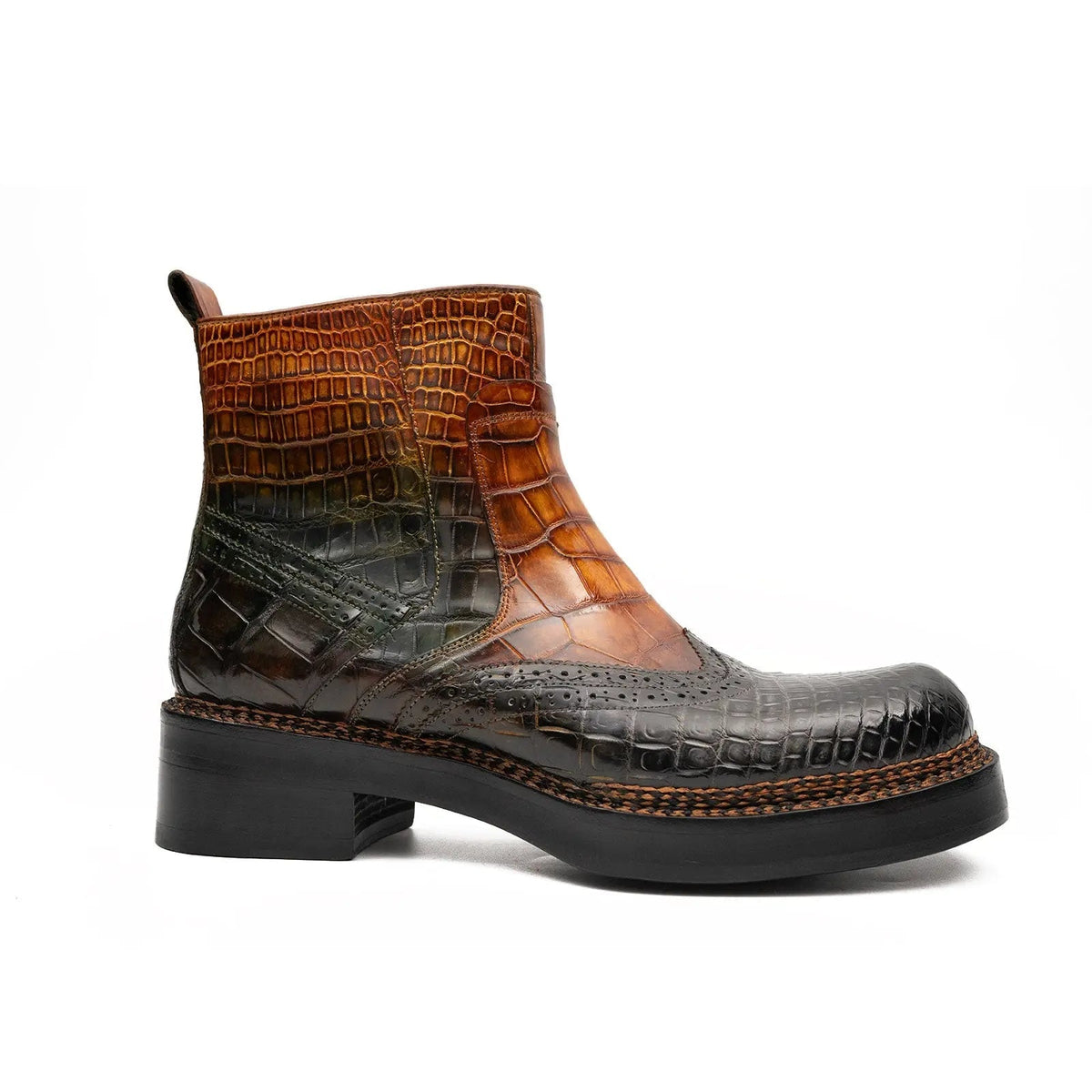 Multicolor Crocodile Leather Chelsea Boots