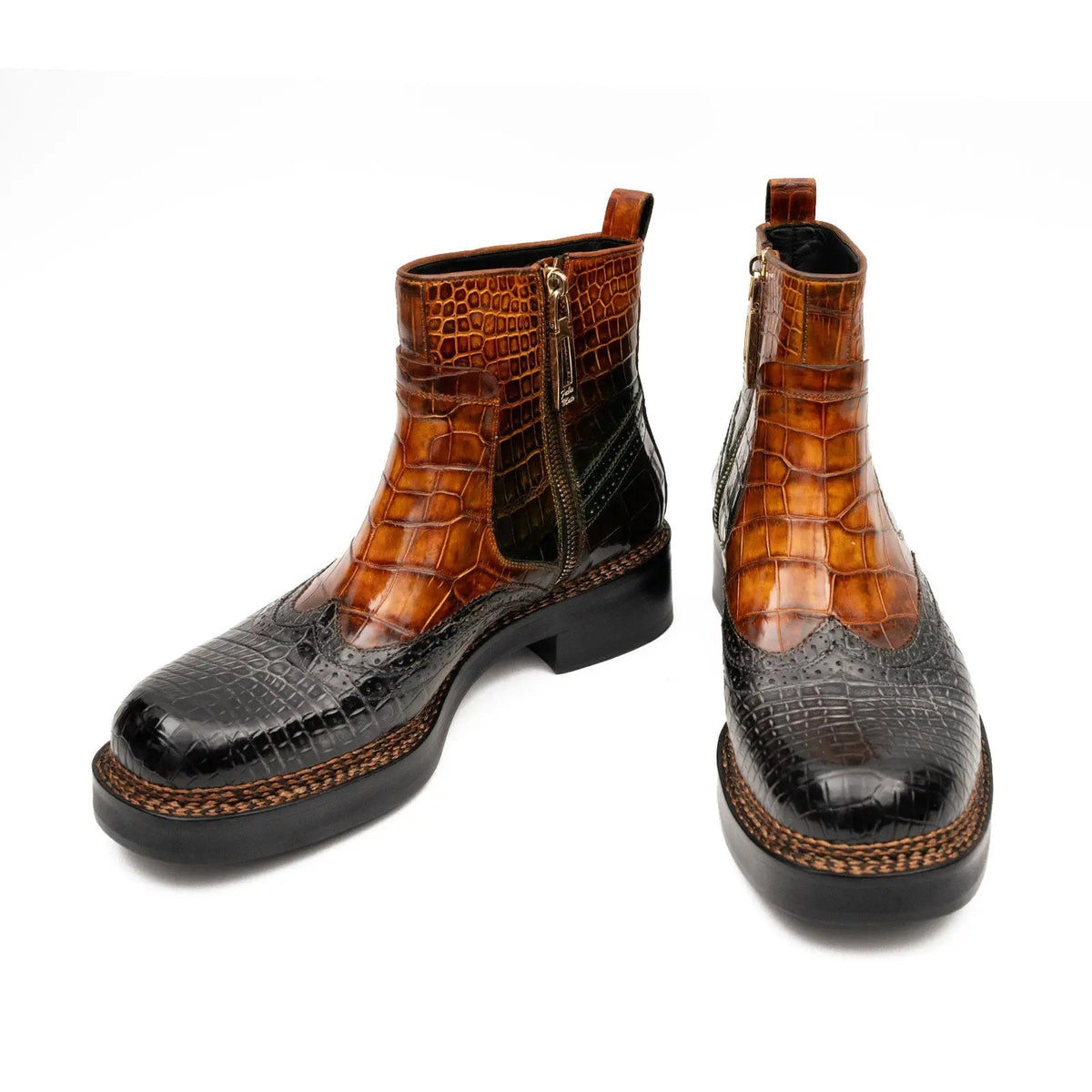 Multicolor Crocodile Leather Chelsea Boots