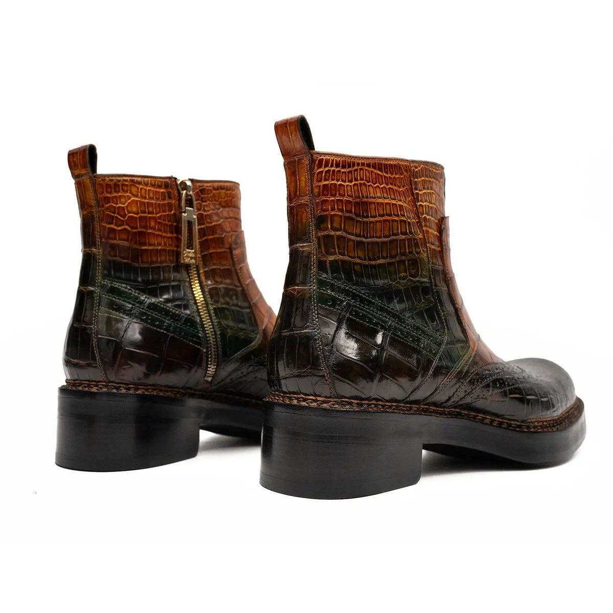Multicolor Crocodile Leather Chelsea Boots