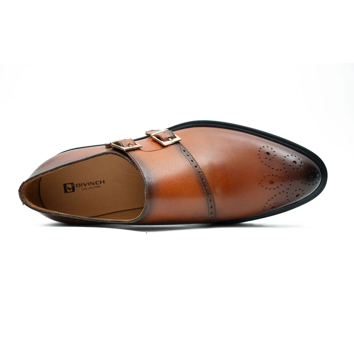 Brown Calf Leather Monk Shoes