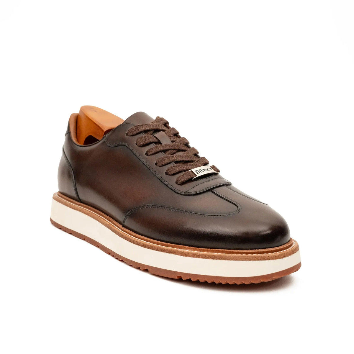 Dark Brown Plain-Toe Calf Leather Casual Shoes
