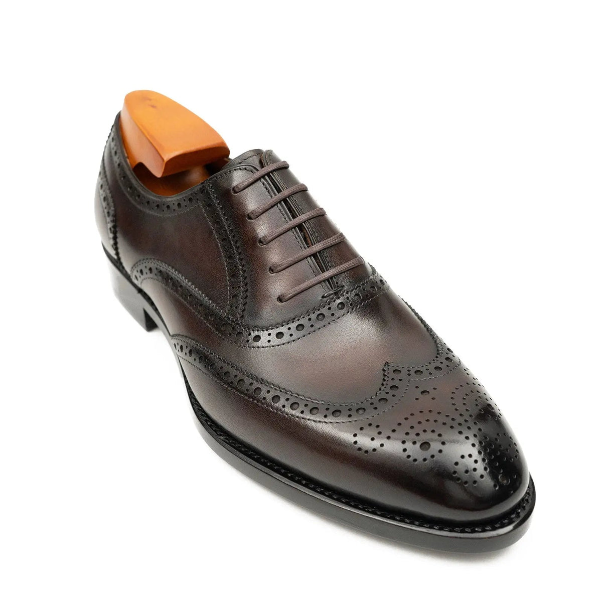 Dark Brown Wingtip Calf Leather Oxford Shoes