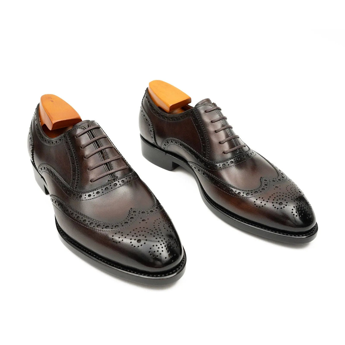 Dark Brown Wingtip Calf Leather Oxford Shoes