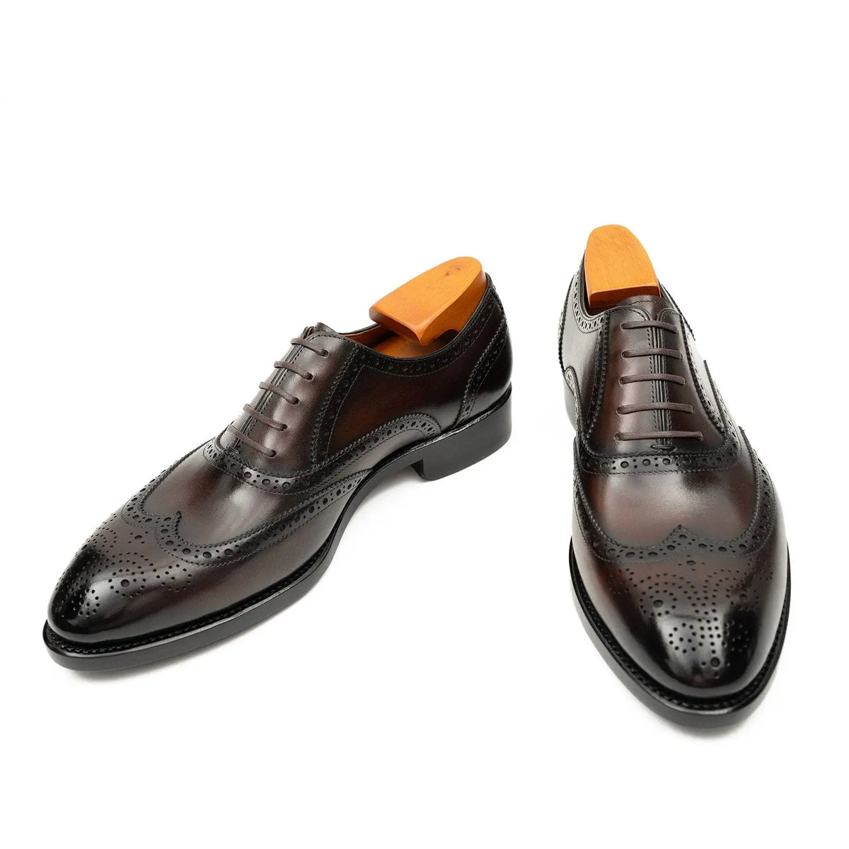 Dark Brown Wingtip Calf Leather Oxford Shoes