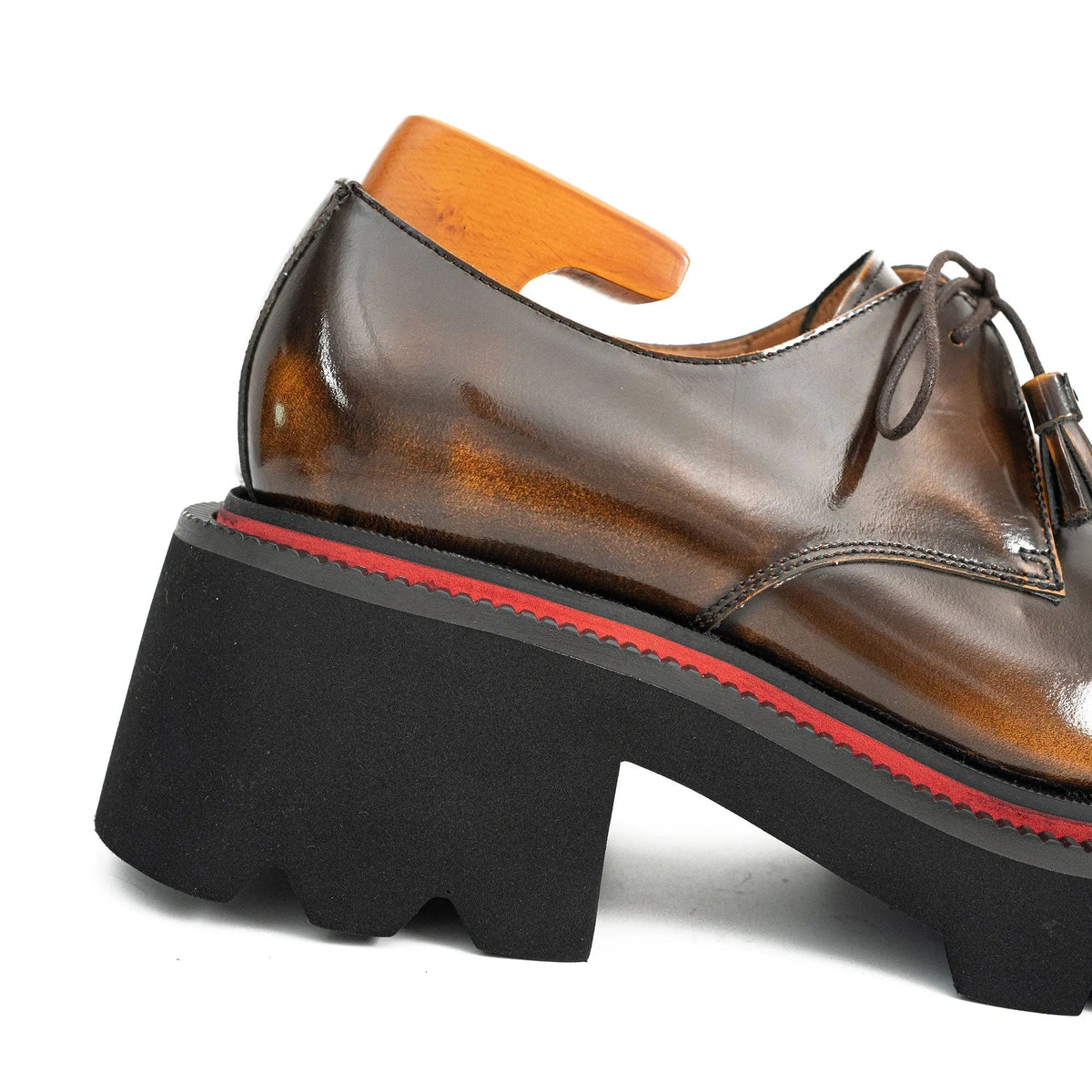 Brown Apron-Toe Calf Leather Derby Shoes