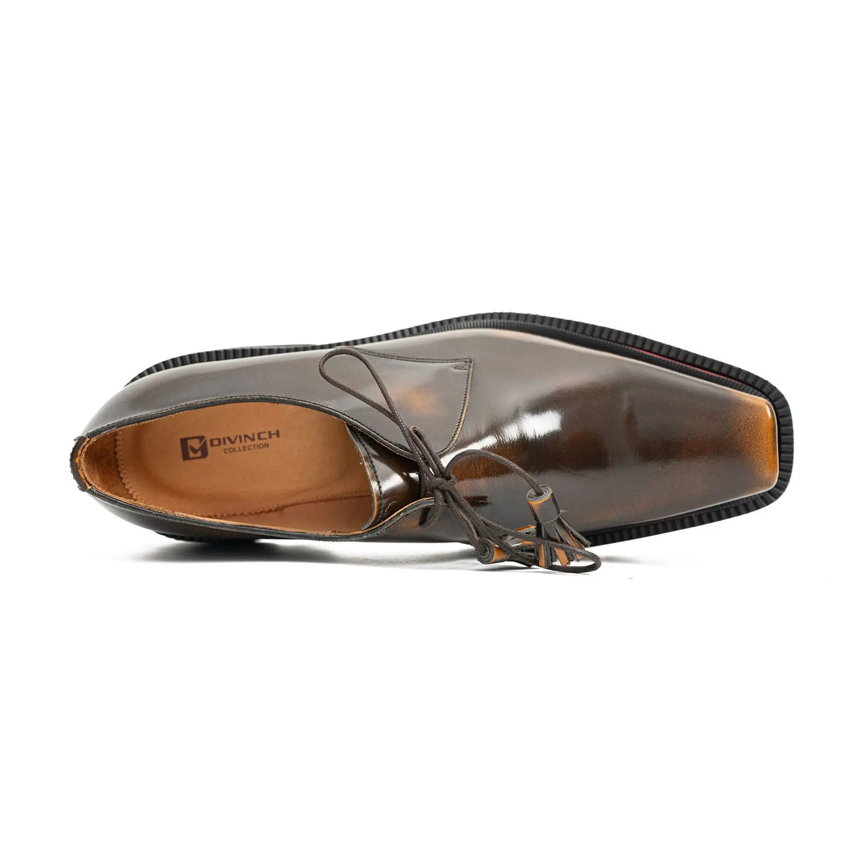 Brown Apron-Toe Calf Leather Derby Shoes