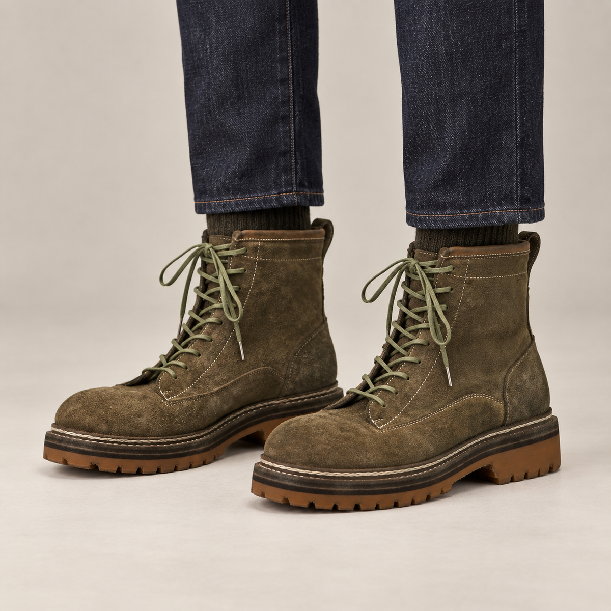 Brown Plain-Toe Horsehide Ankle Boots