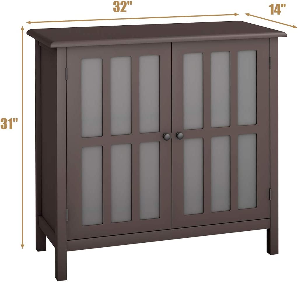 Glass Door Sideboard Console Storage Buffet Cabinet