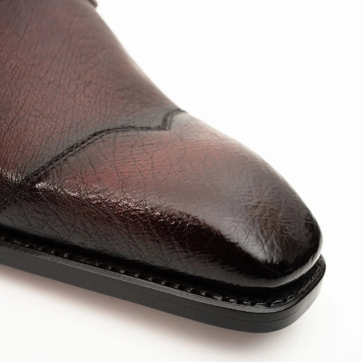 Burgundy Cap-Toe Calf Leather Mule Loafers