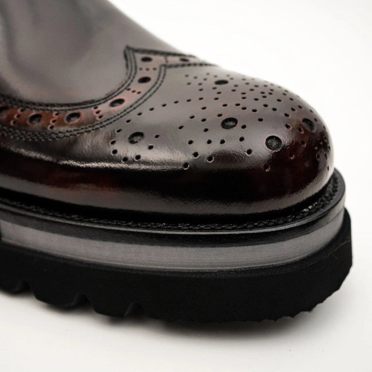 Burgundy Wingtip Calf Leather Loafers