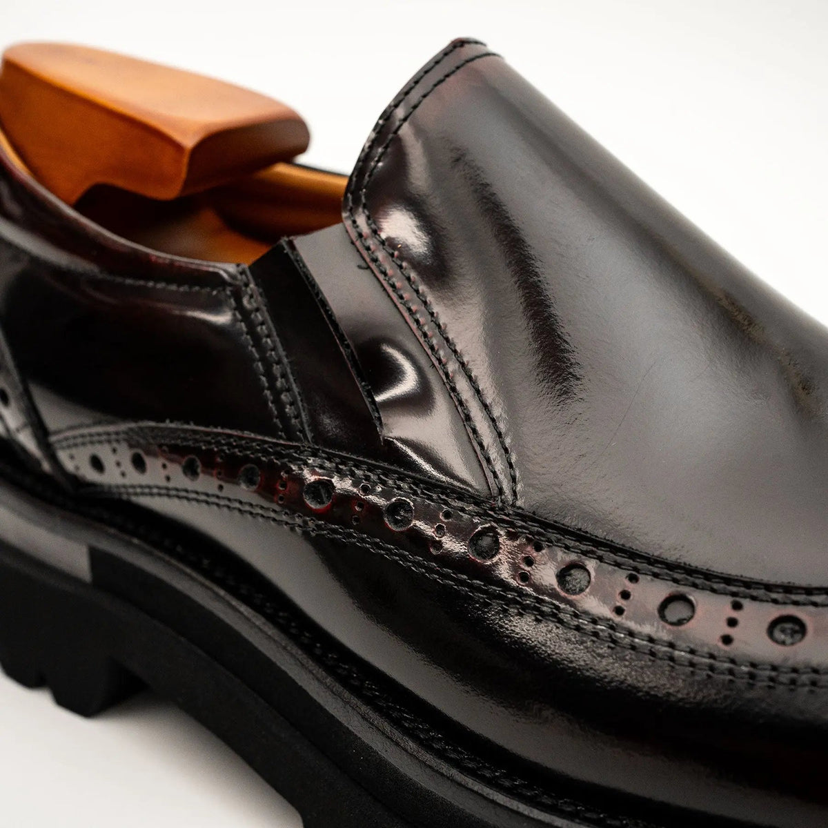Burgundy Wingtip Calf Leather Loafers