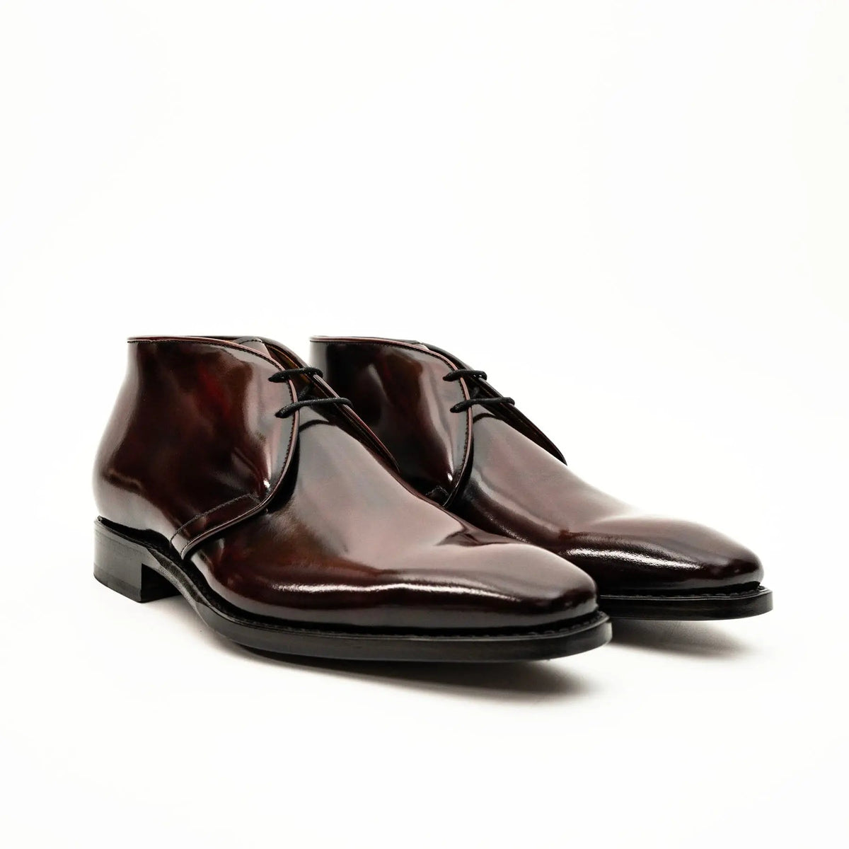 Burgundy Square-Toe Calf Leather Chukka Boots