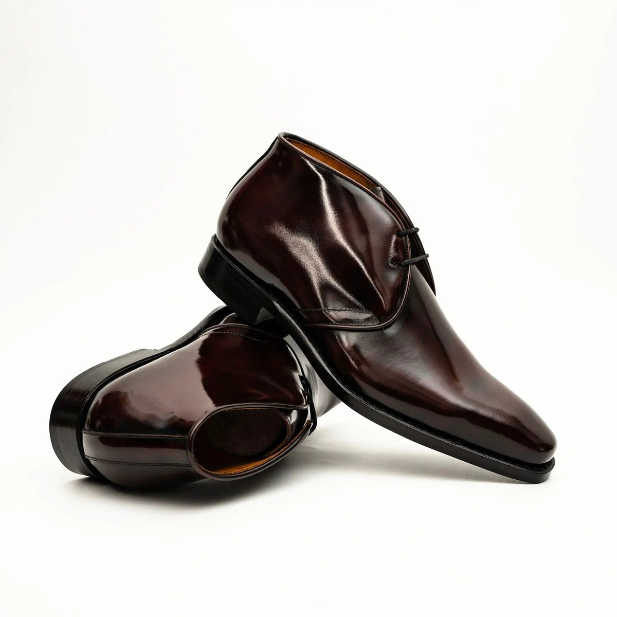 Burgundy Square-Toe Calf Leather Chukka Boots