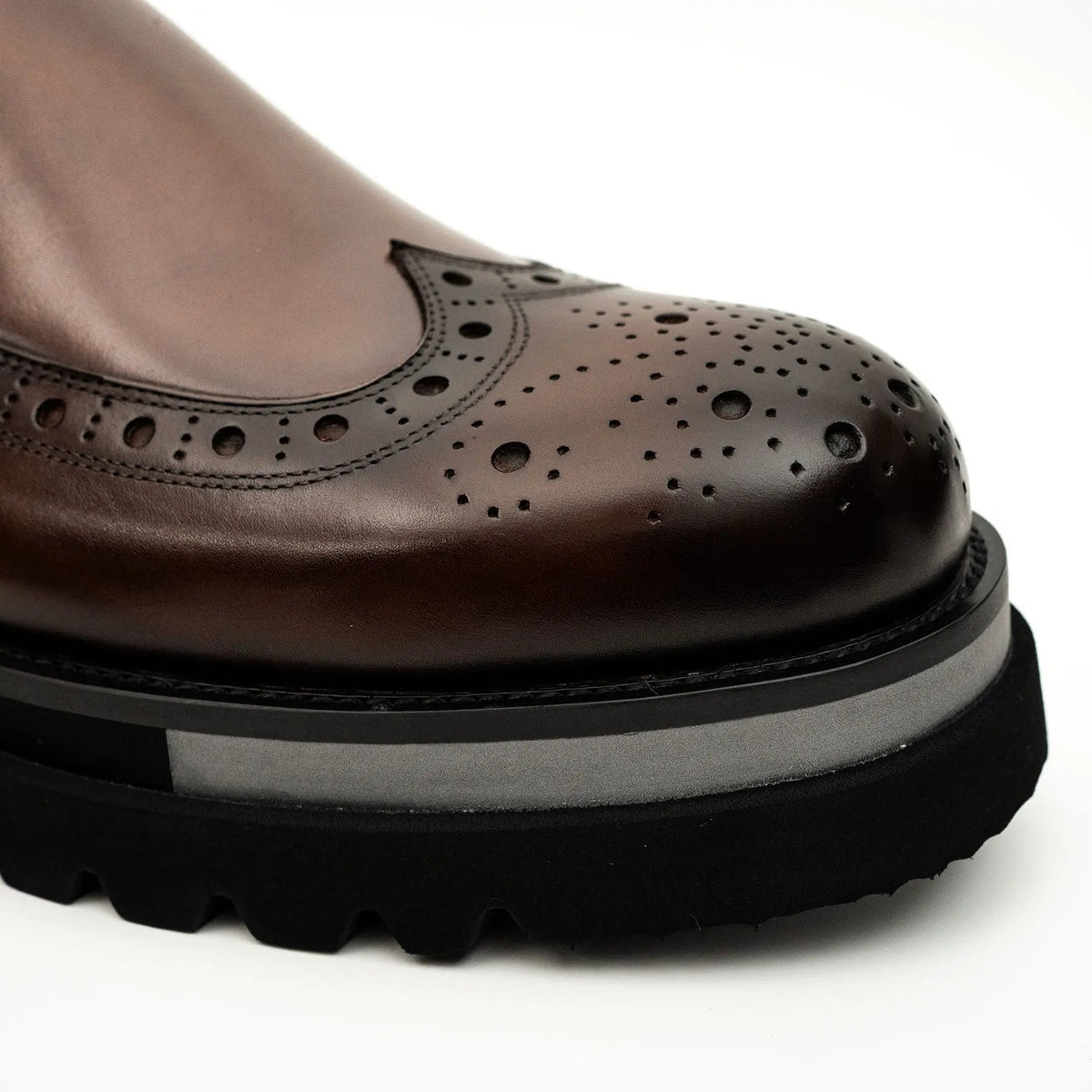 Brown Wingtip Cow Leather Loafers