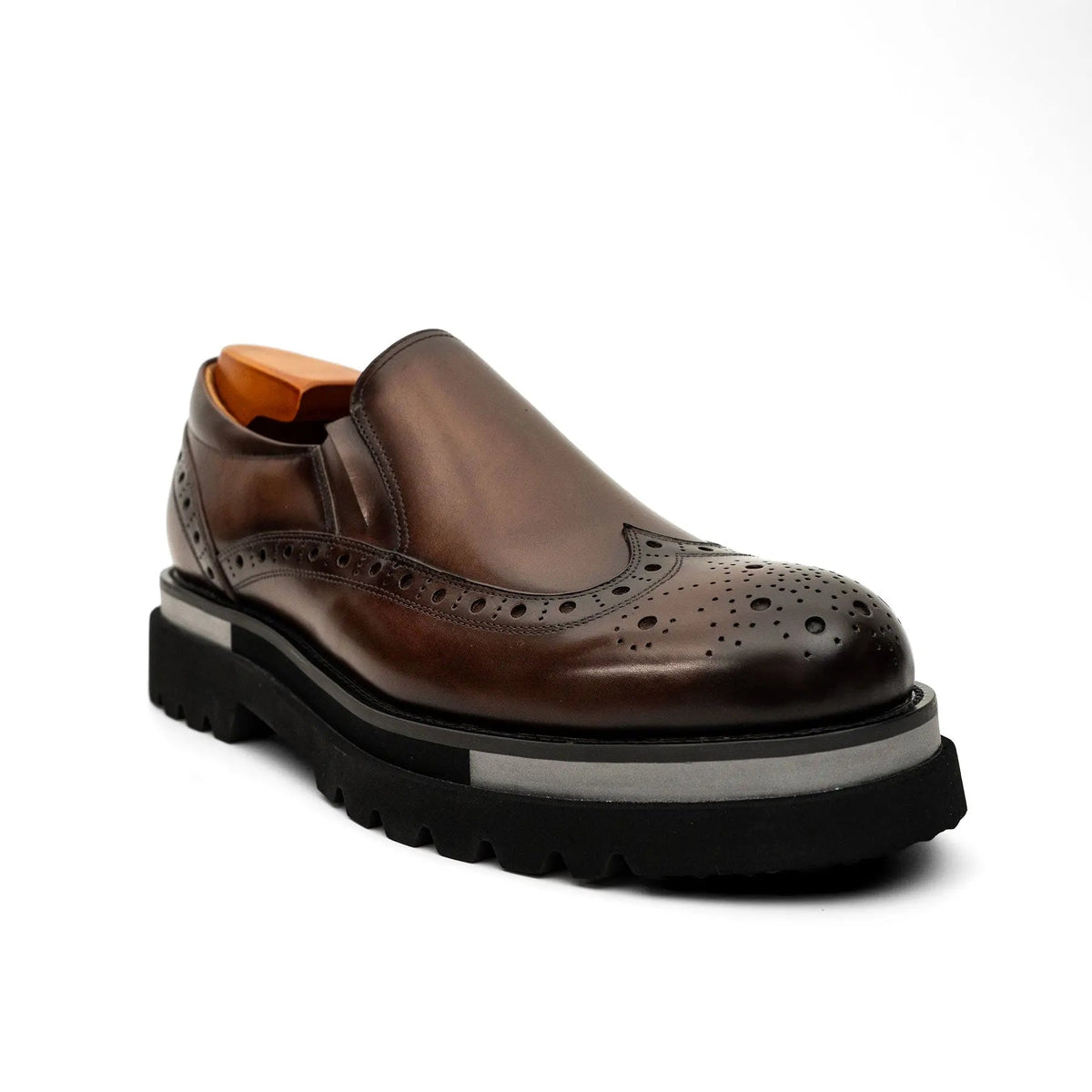 Brown Wingtip Cow Leather Loafers