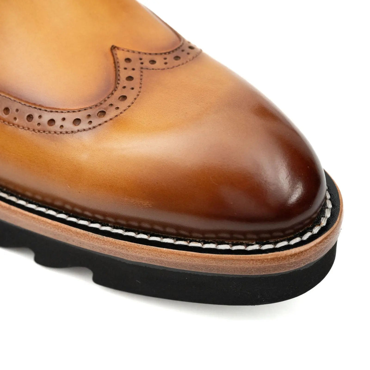 Tan Wingtip Cow Leather Chelsea Boots