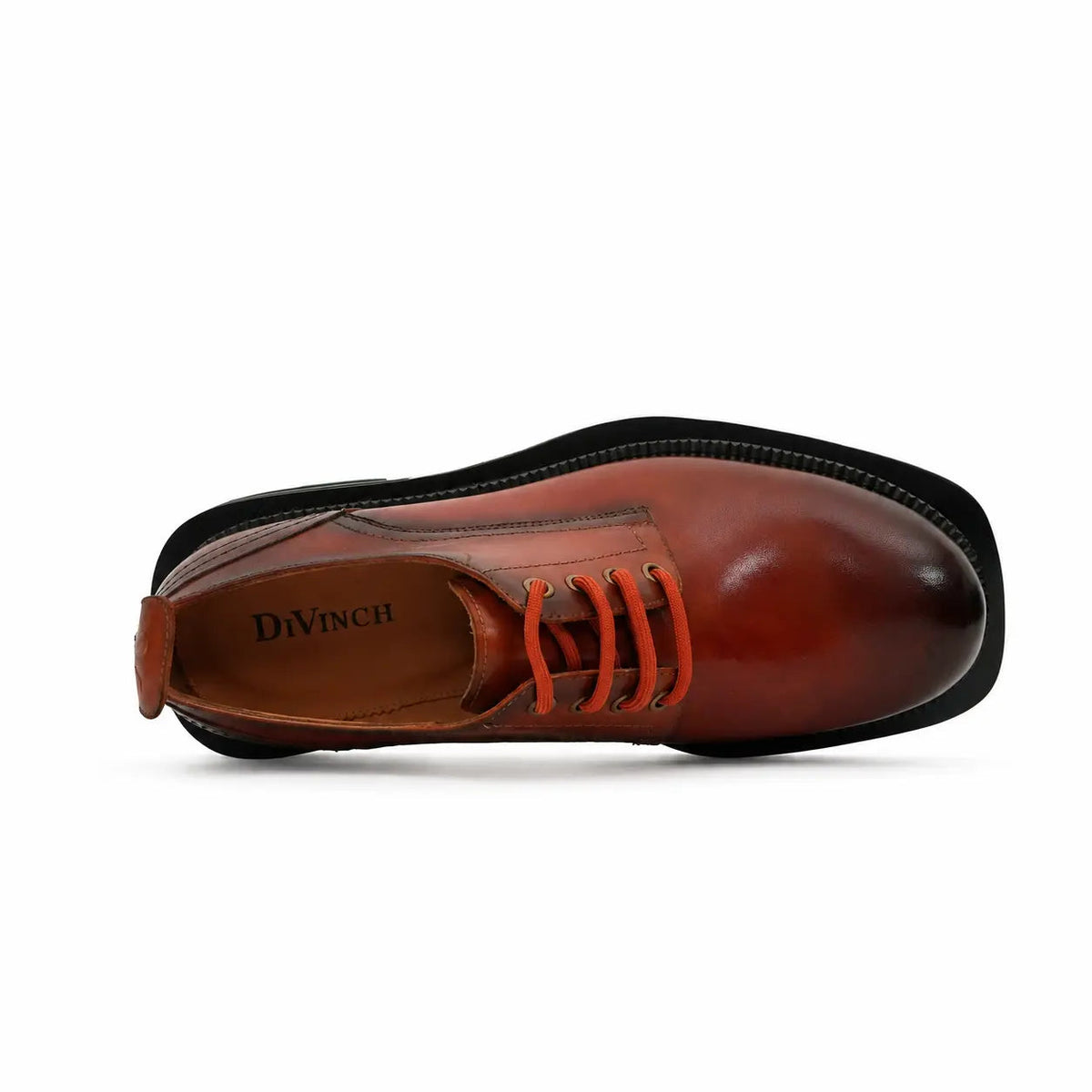 Orange-Brown Plain-Toe Cow Leather Derby Shoes