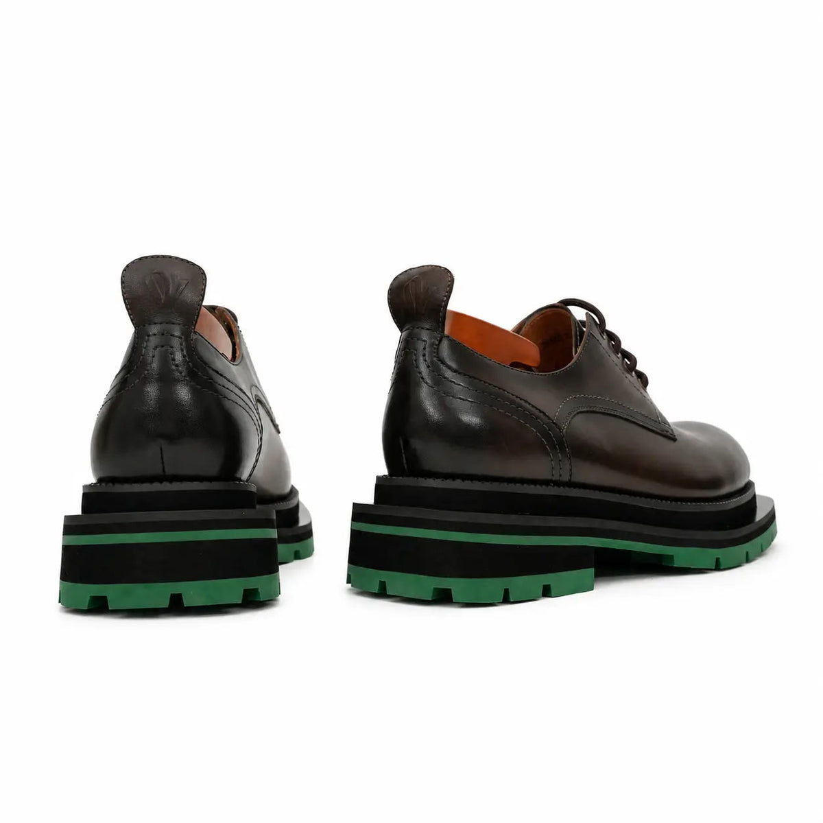 Dark Brown Plain-Toe Cow Leather Derby Shoes