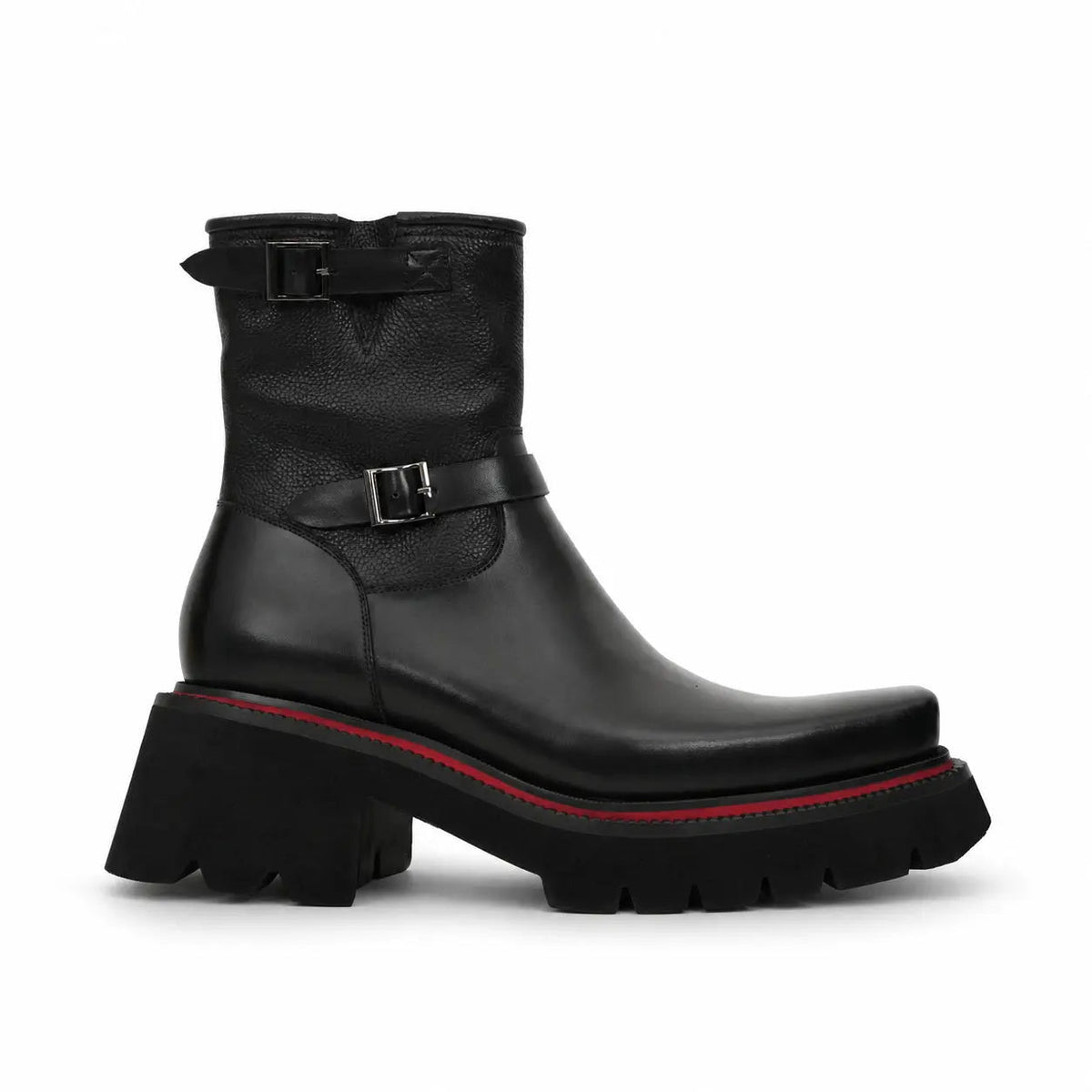 Black Square-Toe Cow Leather Chelsea Boots