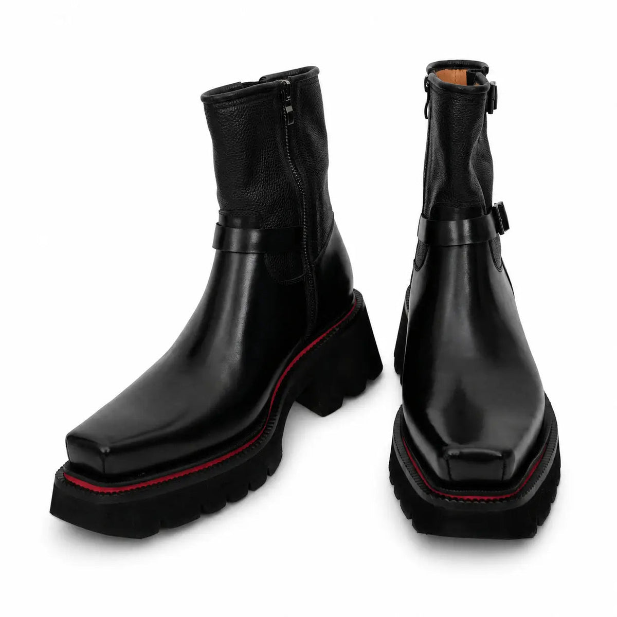 Black Square-Toe Cow Leather Chelsea Boots