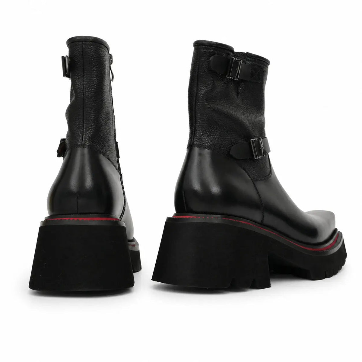 Black Square-Toe Cow Leather Chelsea Boots