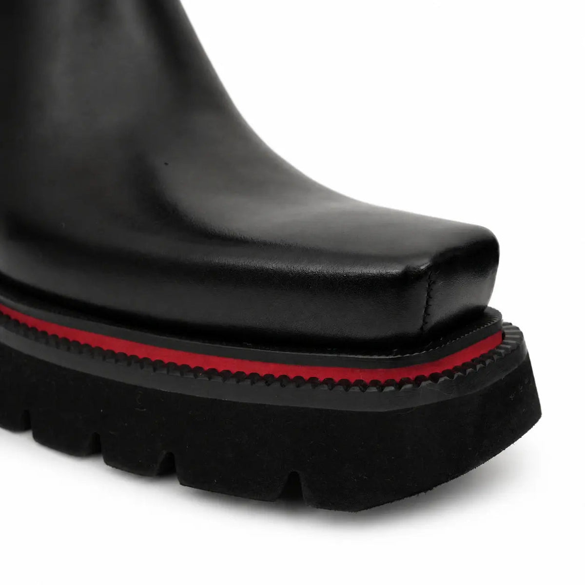 Black Square-Toe Cow Leather Chelsea Boots