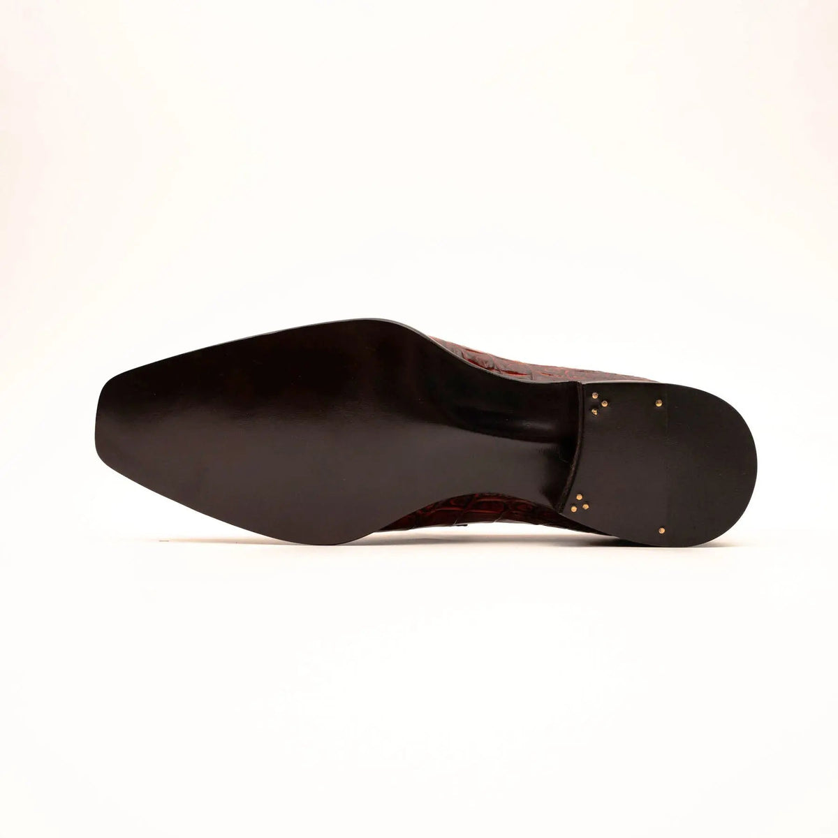Red Apron-Toe Crocodile Leather Loafers