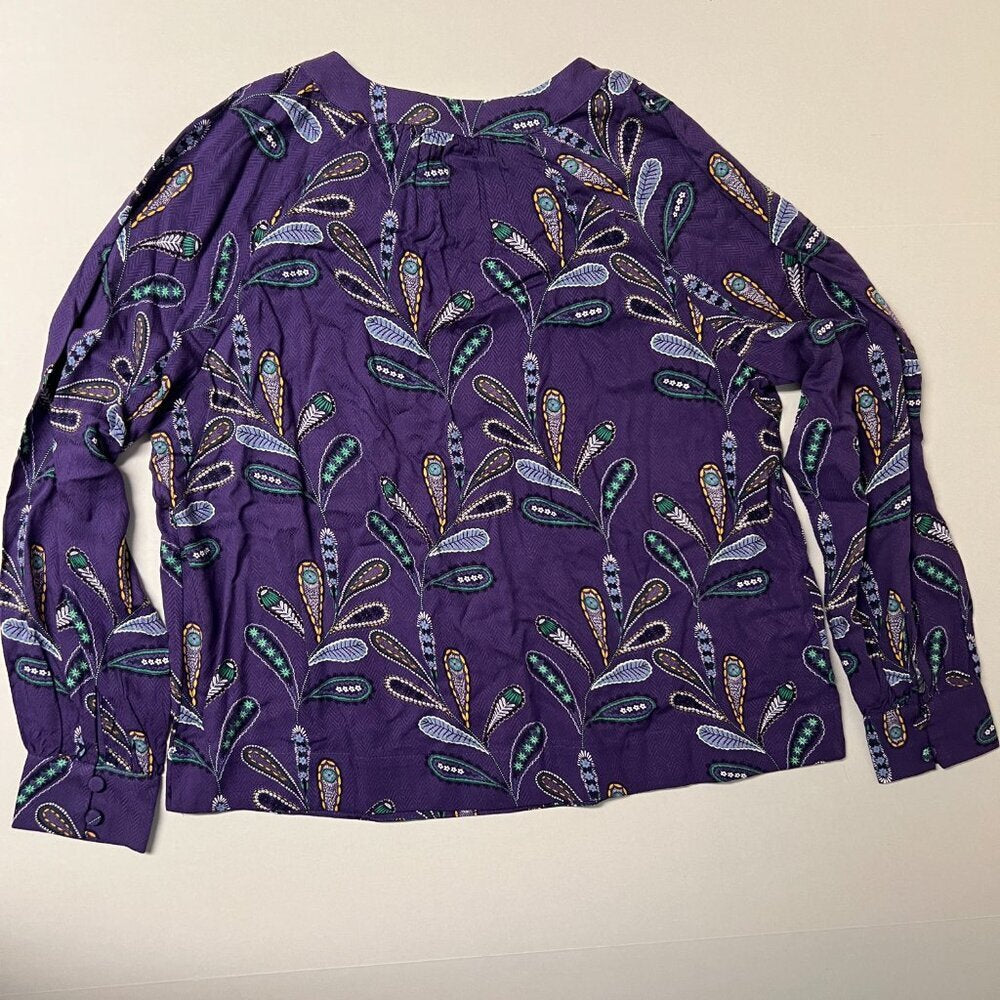 LOFT Paisley Button Raglan Blouse