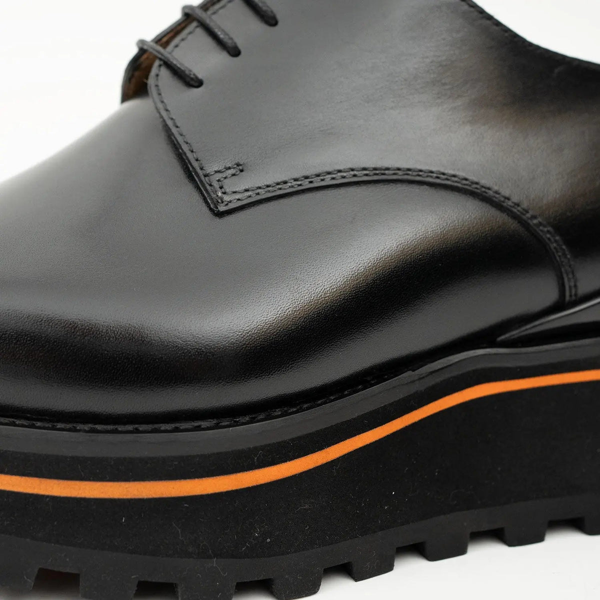 Black Cap-Toe Cow Leather Derby Shoes