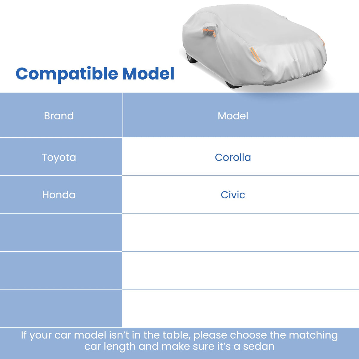 Car Cover for Automobiles 185 Inch Rain Sun UV Protection Universal Fit Sedan Toyota Corolla