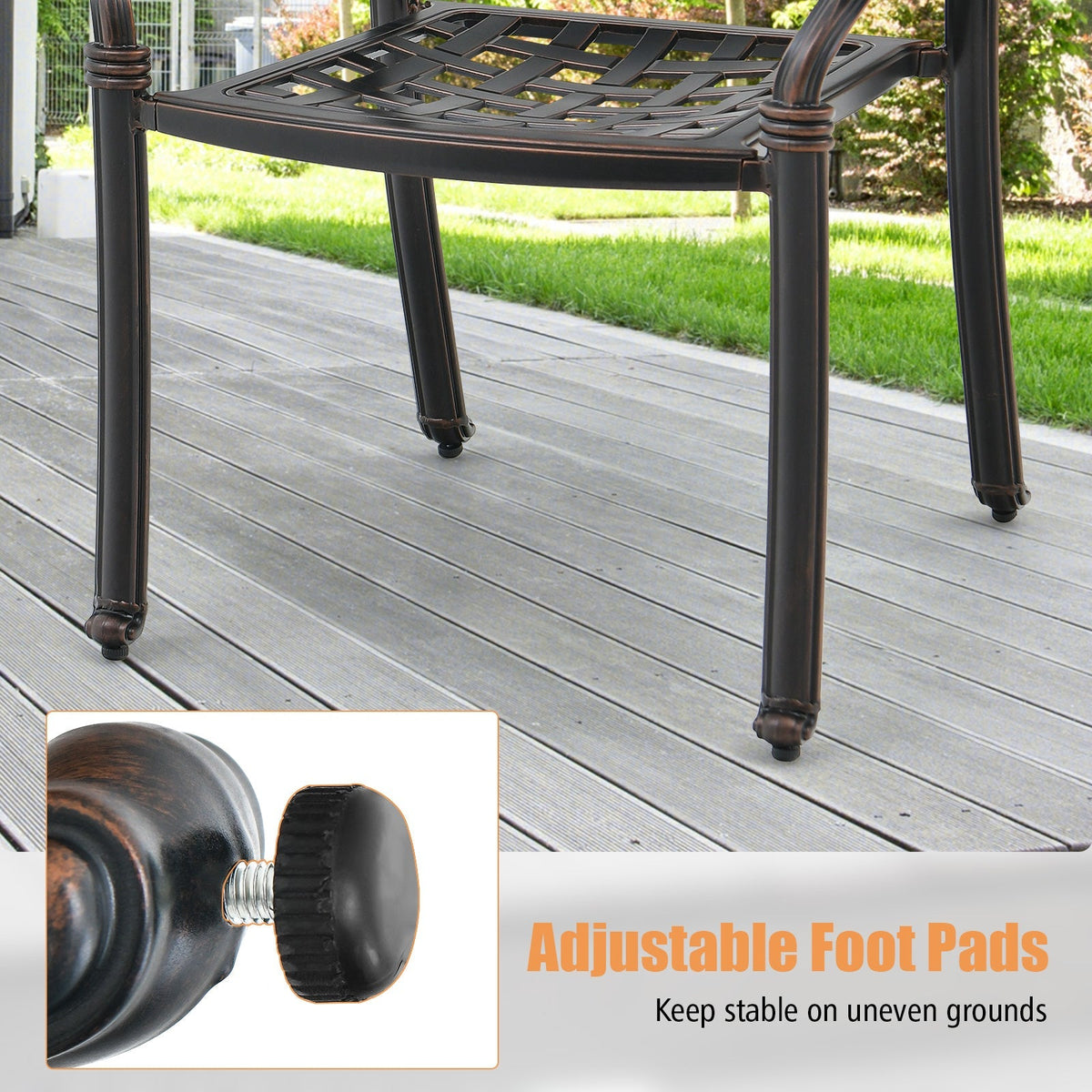 Cast Aluminum Patio Chairs Set of 2 with Armrests
