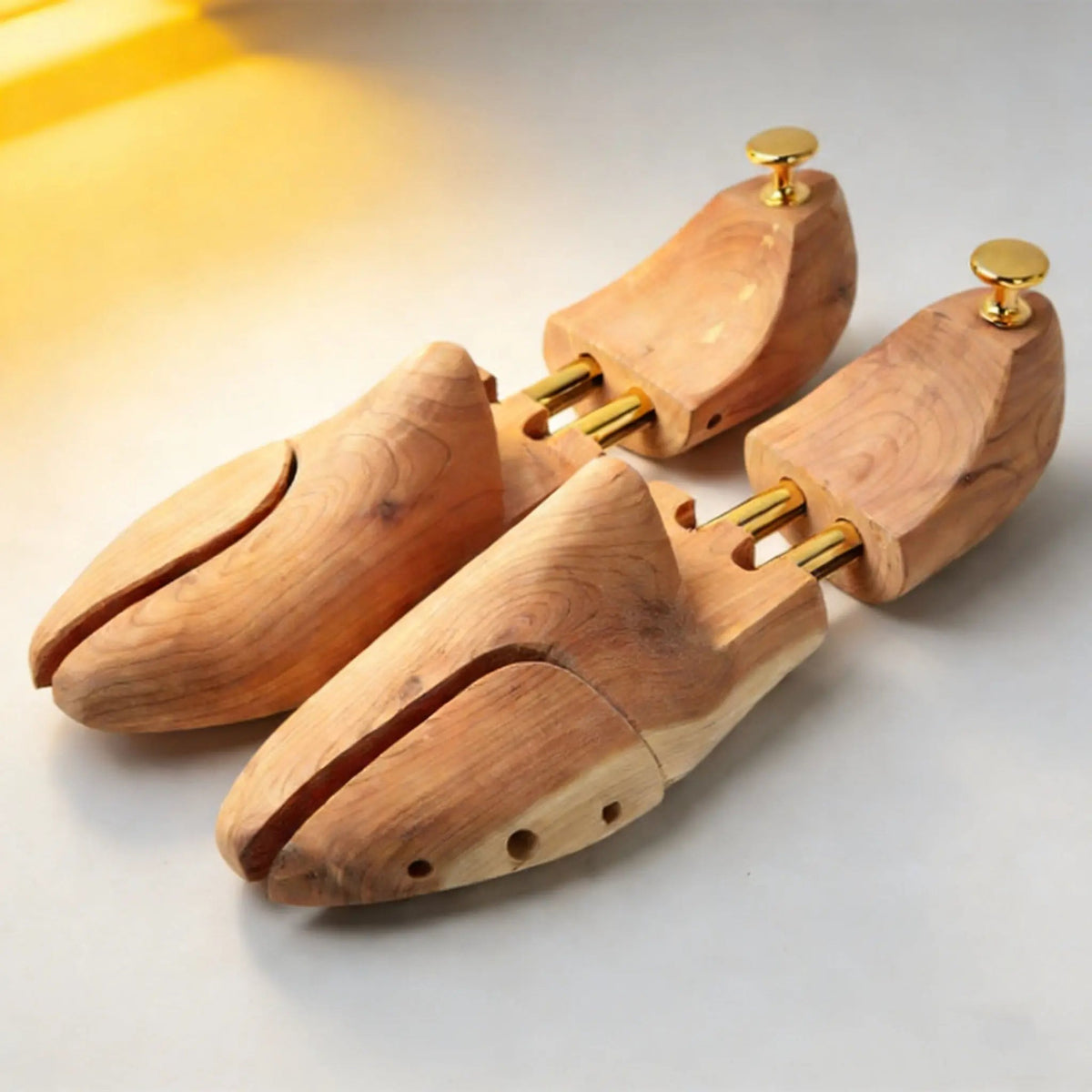 Light Tan Split-Toe Shoe Tree with Gold-Tone Hardware