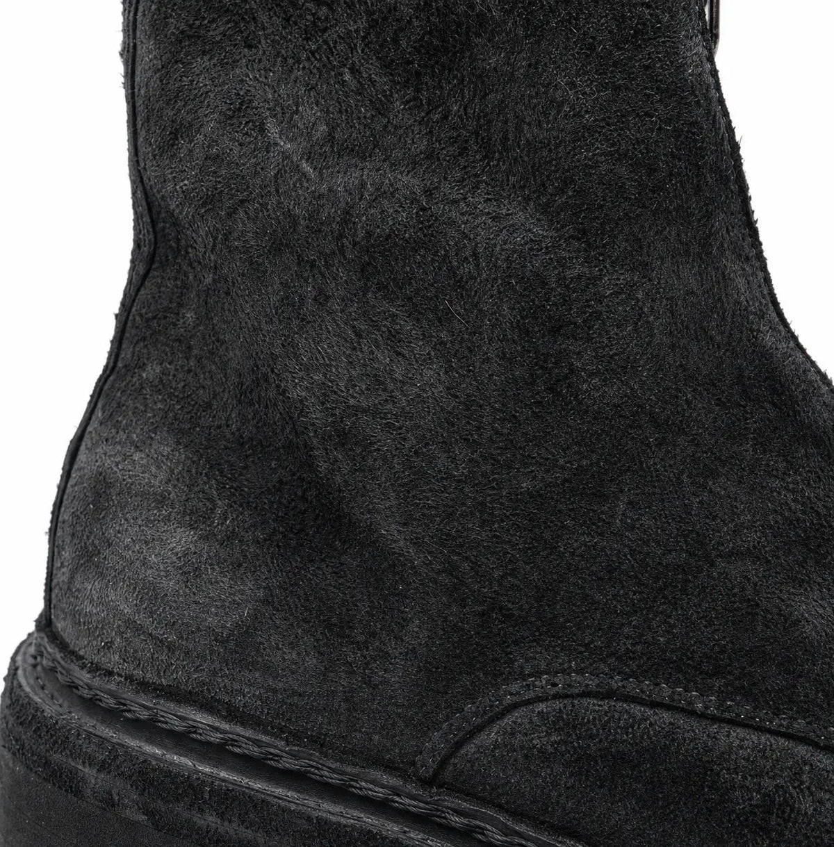 Black Plain-Toe Washed Horsehide Ankle Boots