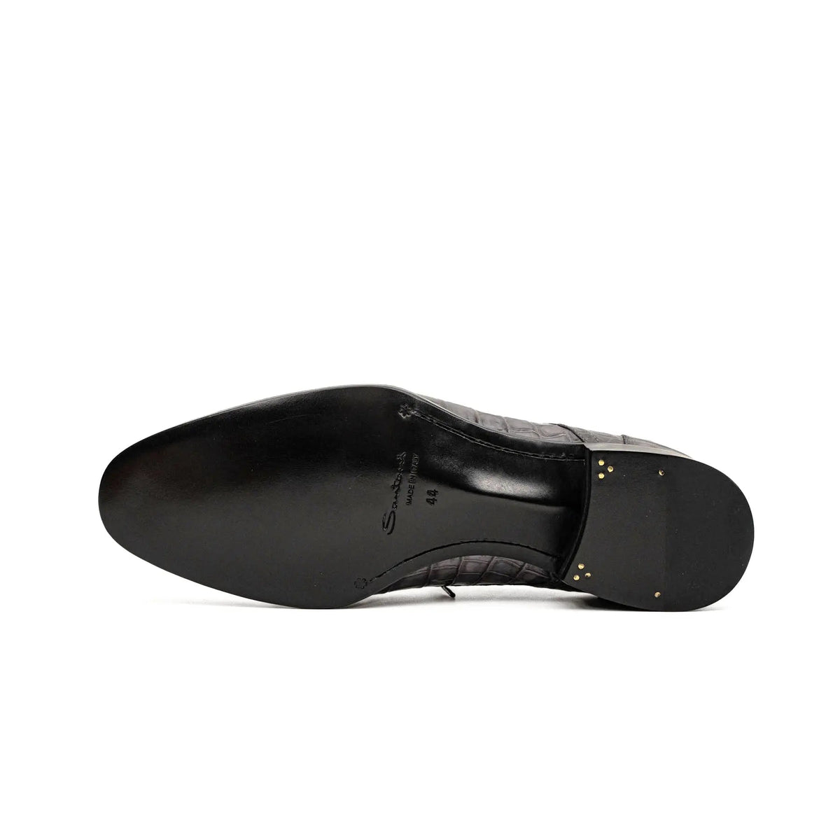 Gray Plain-Toe Crocodile Leather Derby Shoes