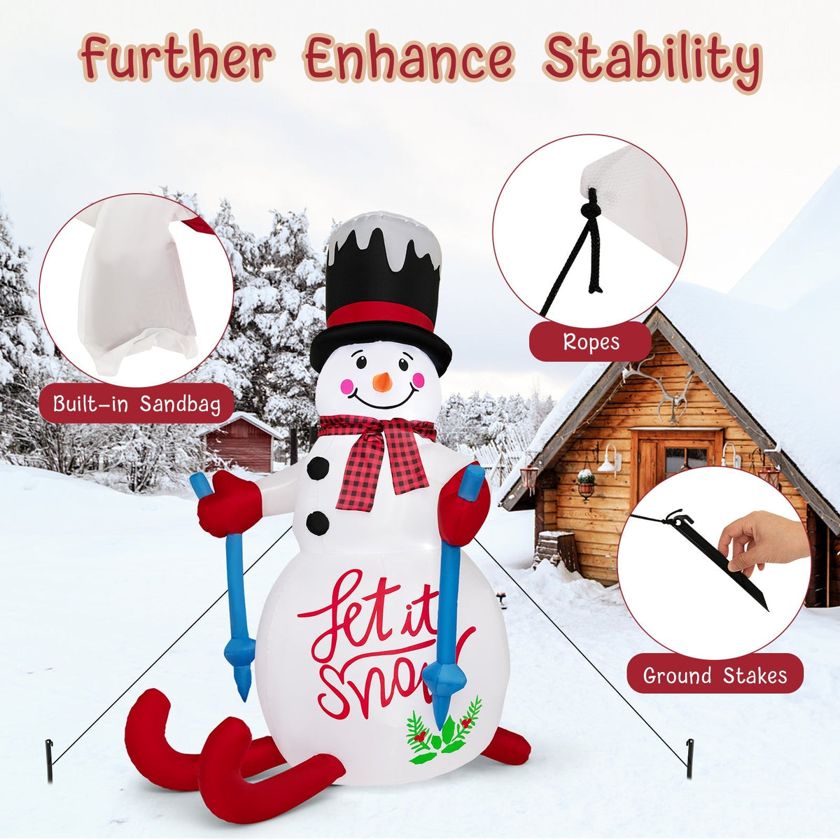 Christmas Decoration with LED Lights and Built-in Sandbag