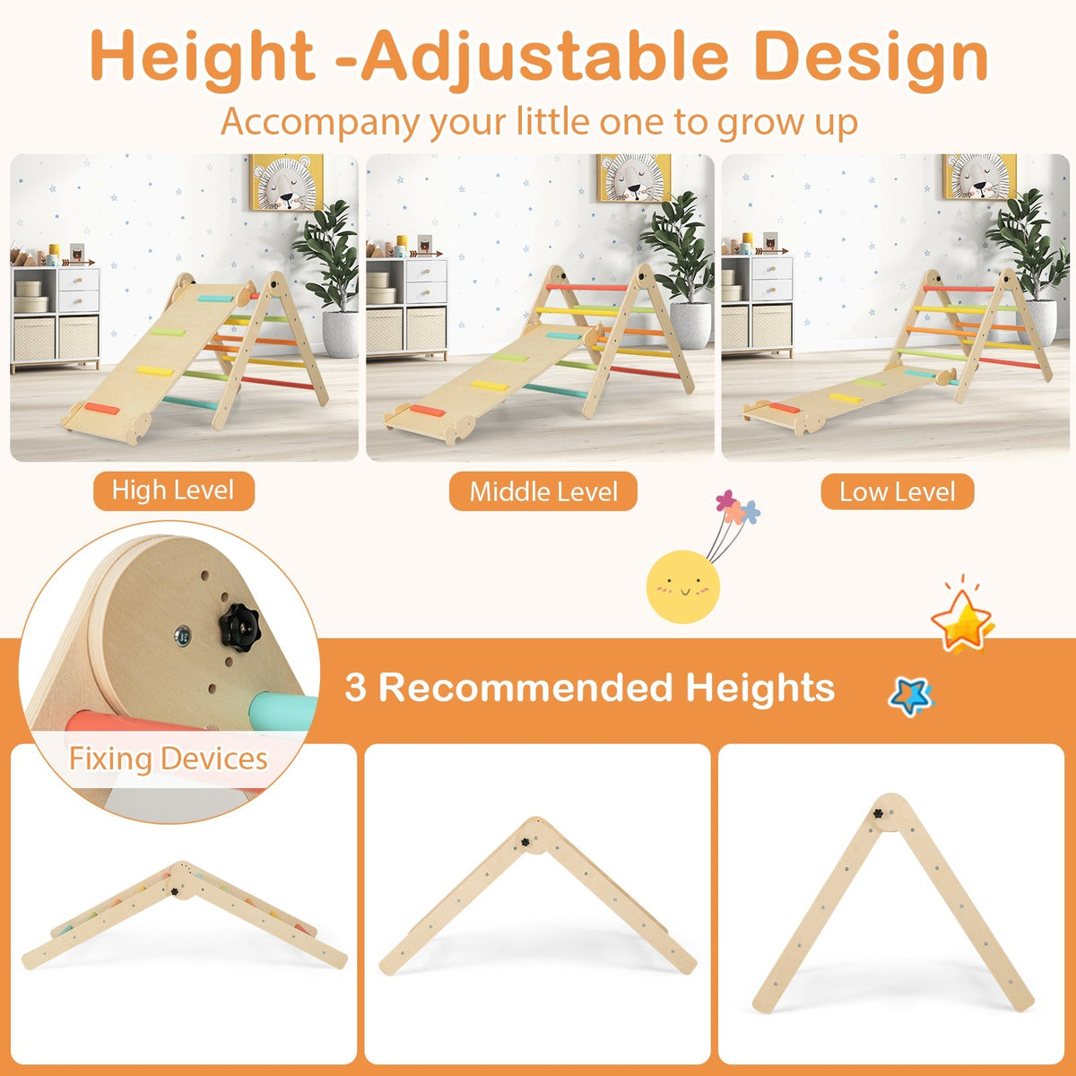 7-in-1 Indoor Climbing Toys for Toddlers with Reversible Ramp