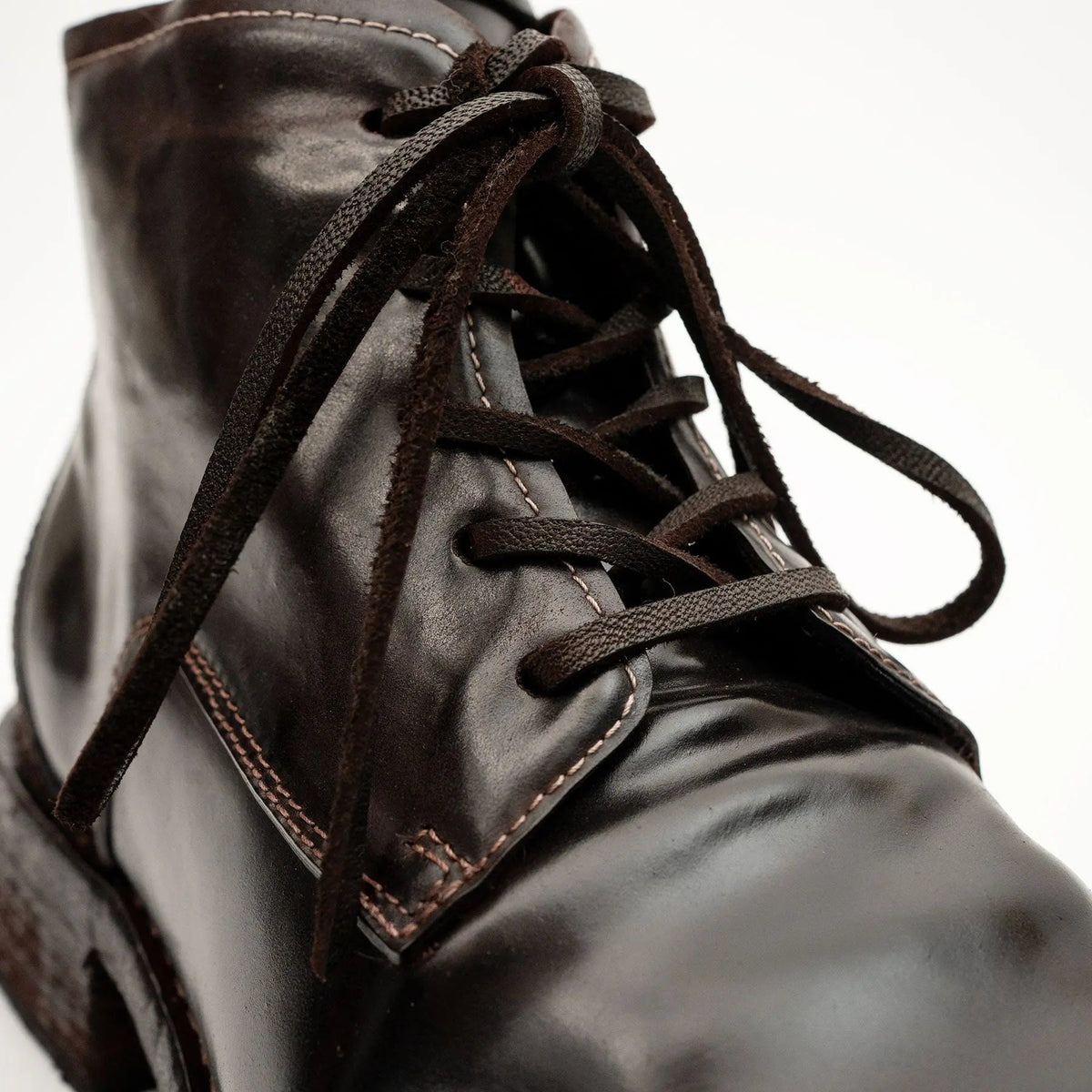 Dark Brown Plain-Toe Horse Butt Leather Ankle Boots