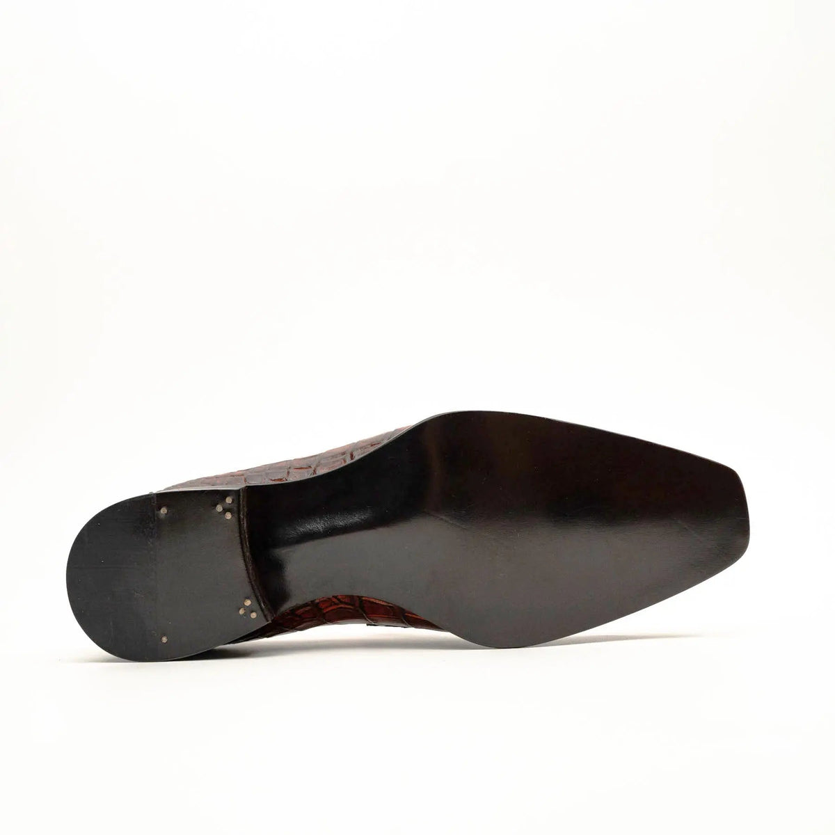 Orange Plain-Toe Crocodile Leather Ankle Boots