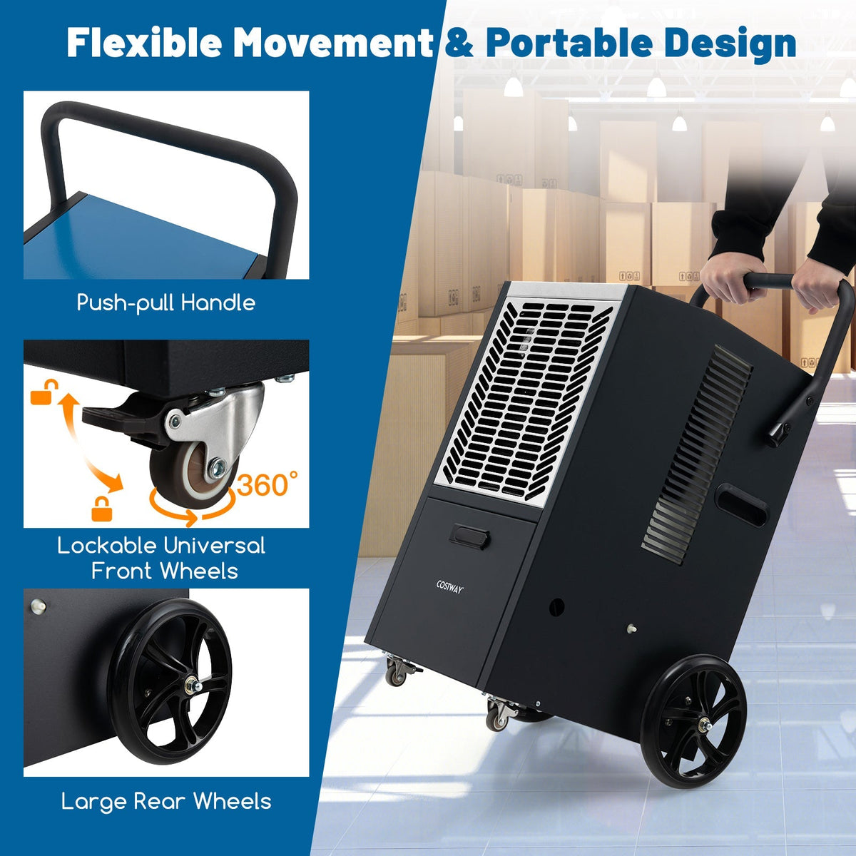 140 Pints Commercial Dehumidifier Crawl Space Dehumidifier with Pump and Drain Hose